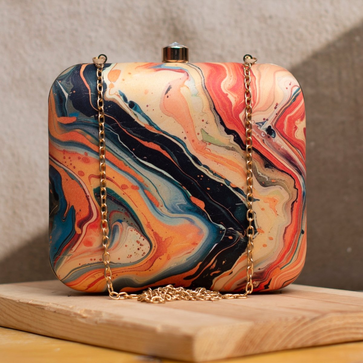 Flow Art Printed Clutch