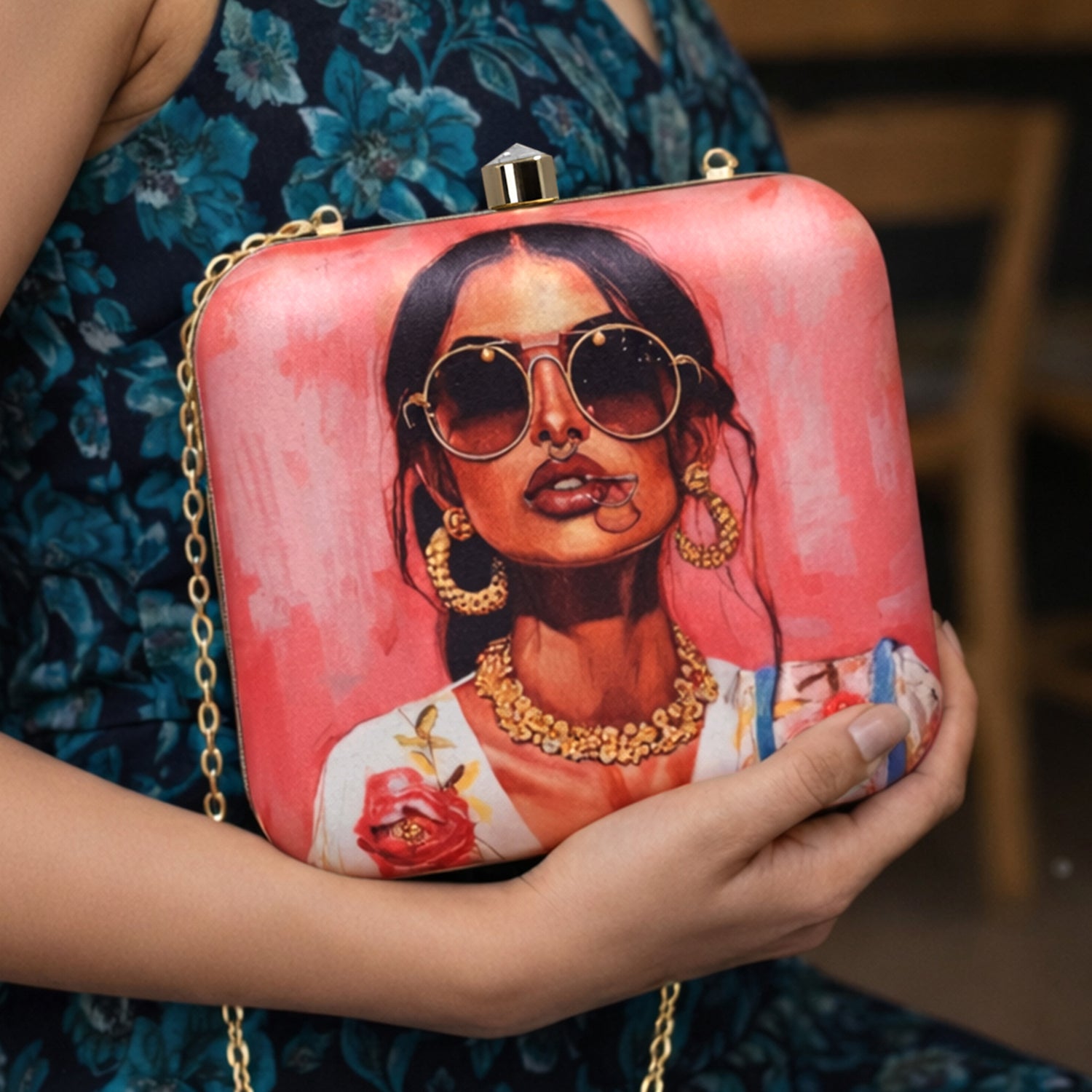 Modern Muse Woman Portrait Clutch