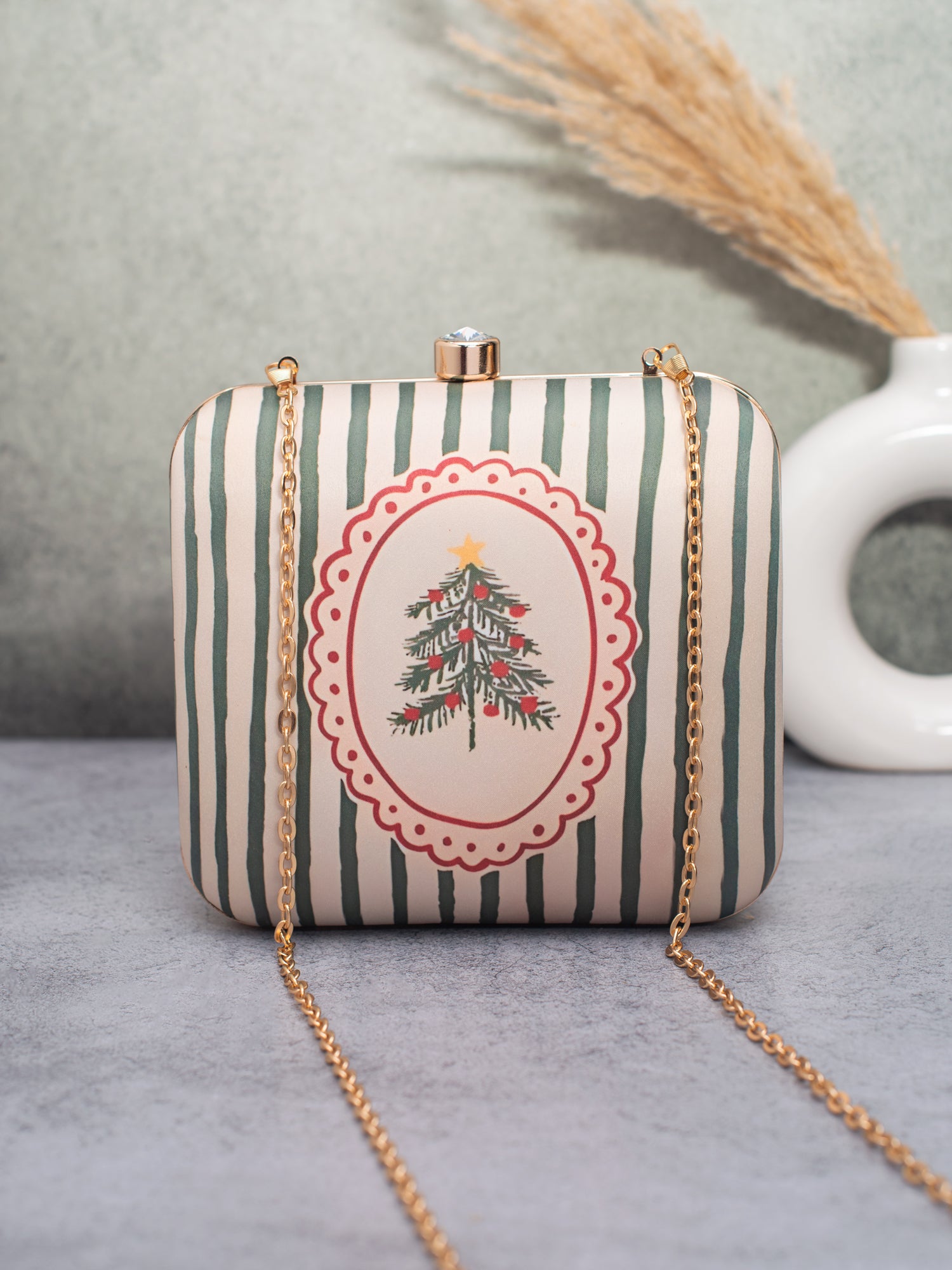 Artklim Striped Christmas Tree Clutch