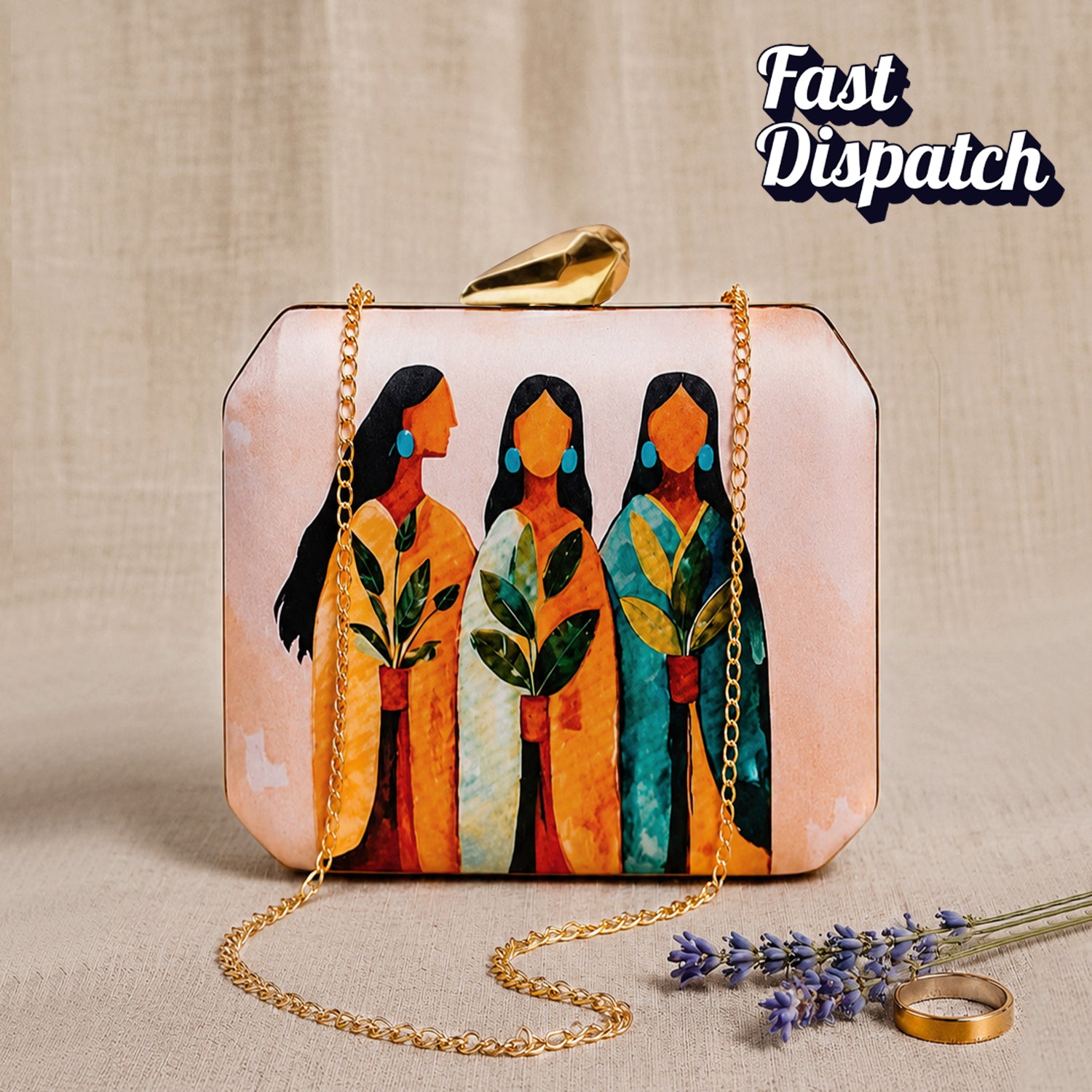 Artklim Elegant Women Trio Artistic Printed Clutch