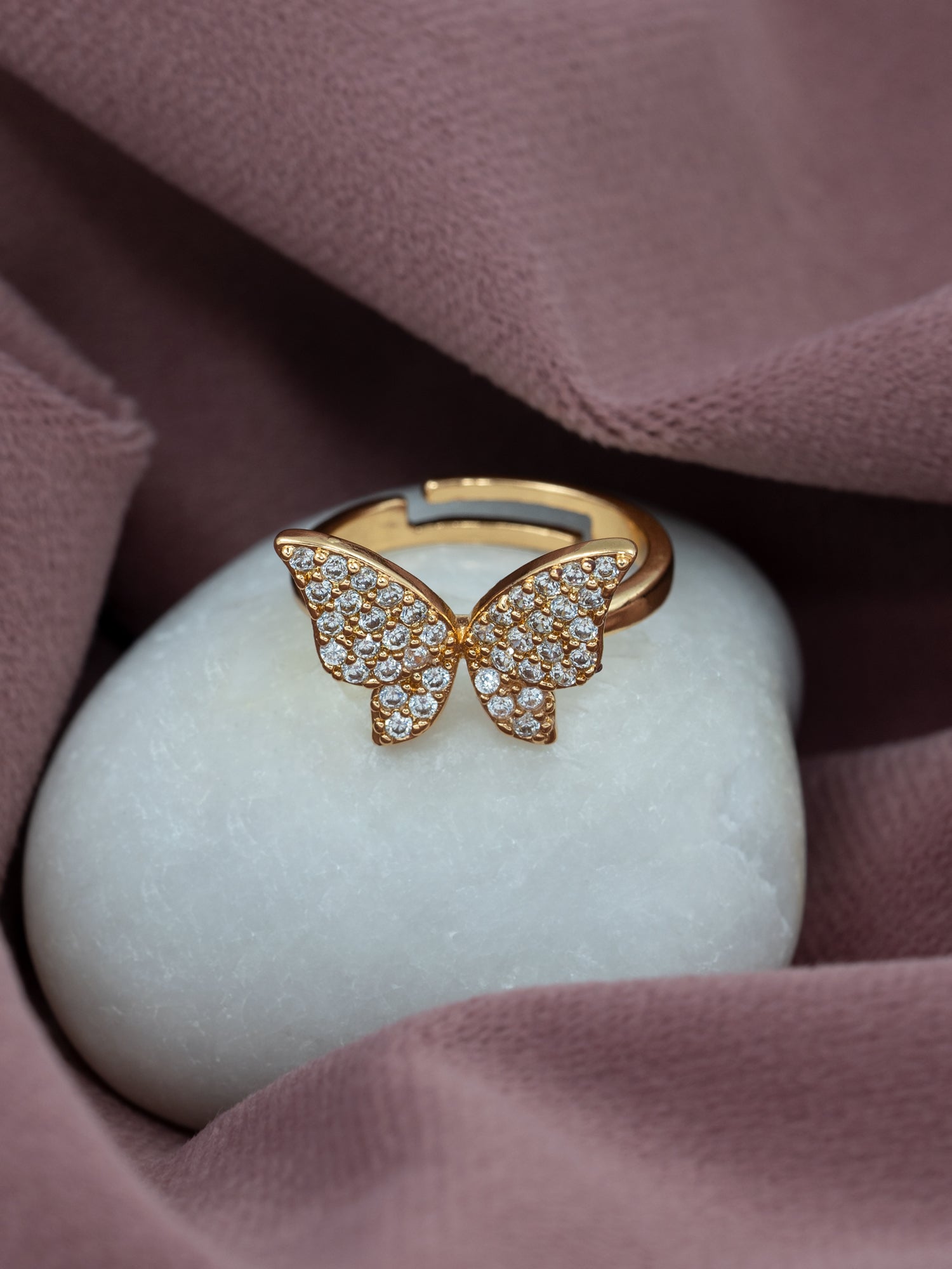 Artklim Gold-Plated Classic Butterfly Anti-Tarnish Ring