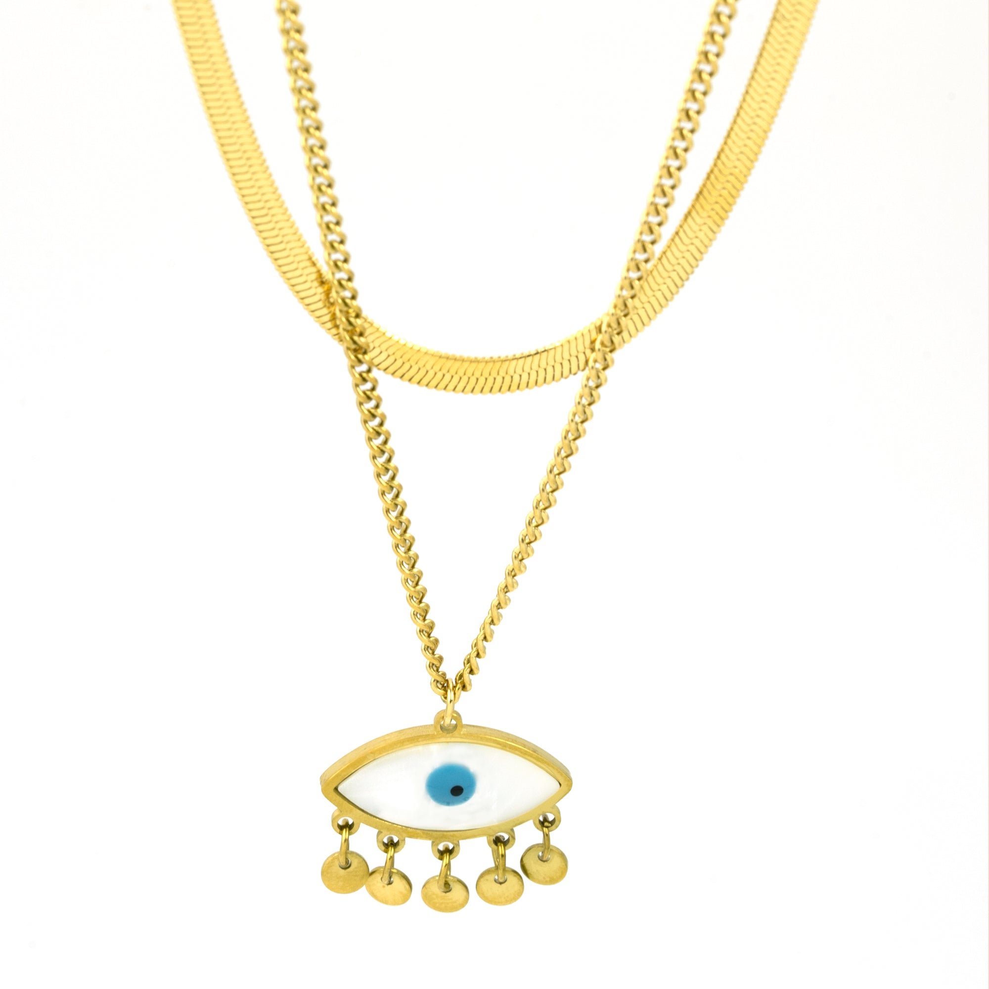 Artklim Evil Eye Charm Gold Necklace
