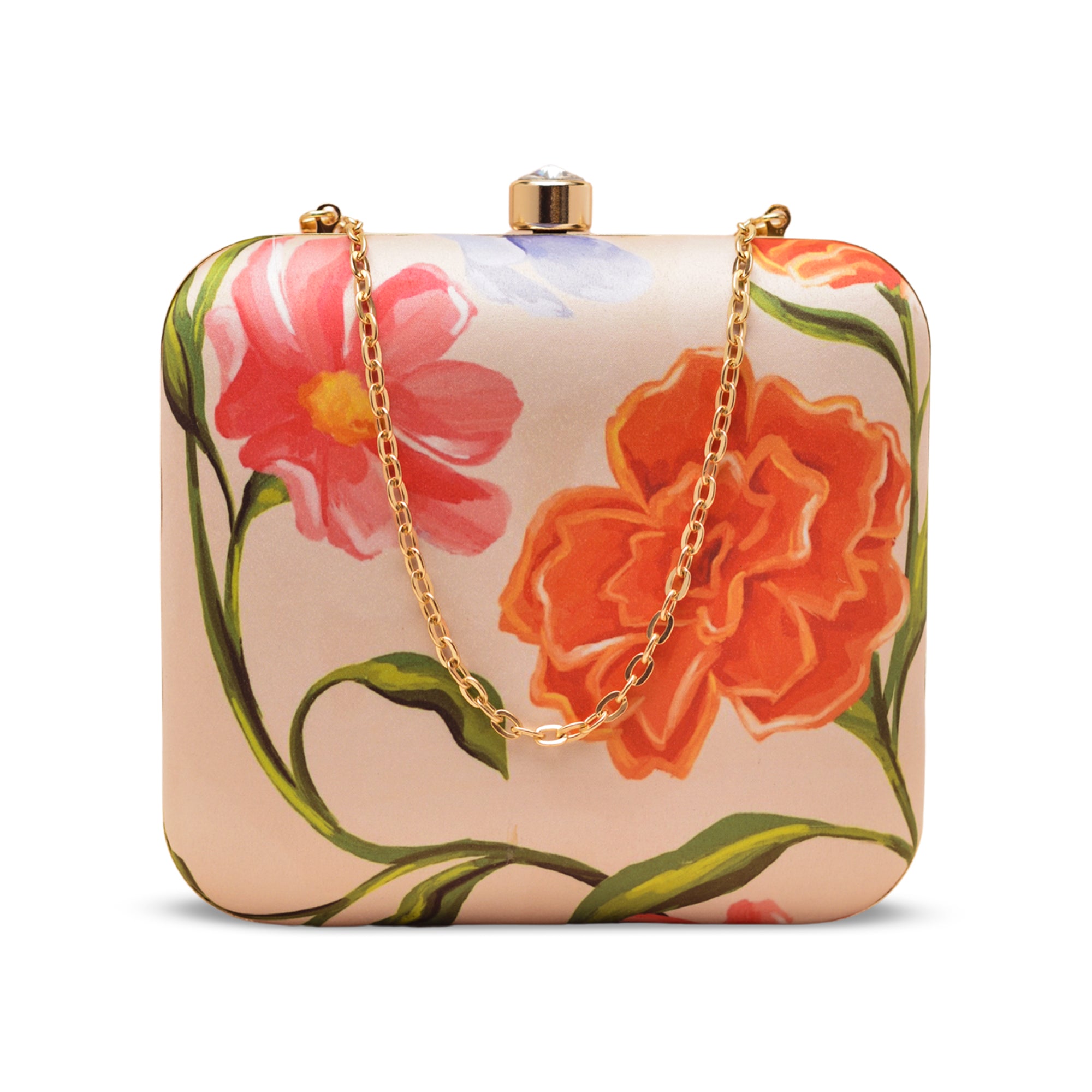 Artklim Floral Pink–Orange Portrait Clutch