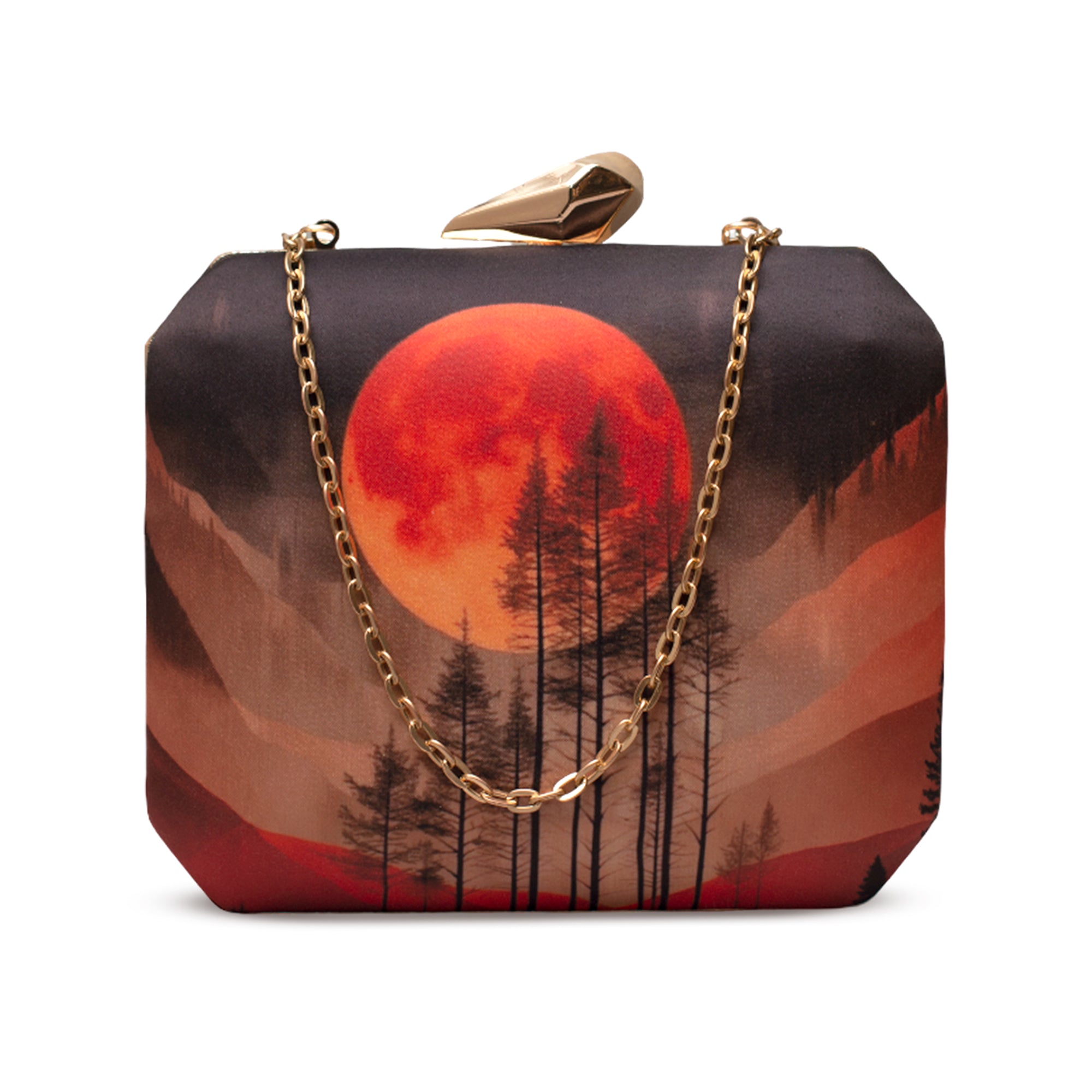 Artklim Red Moon Printed Clutch