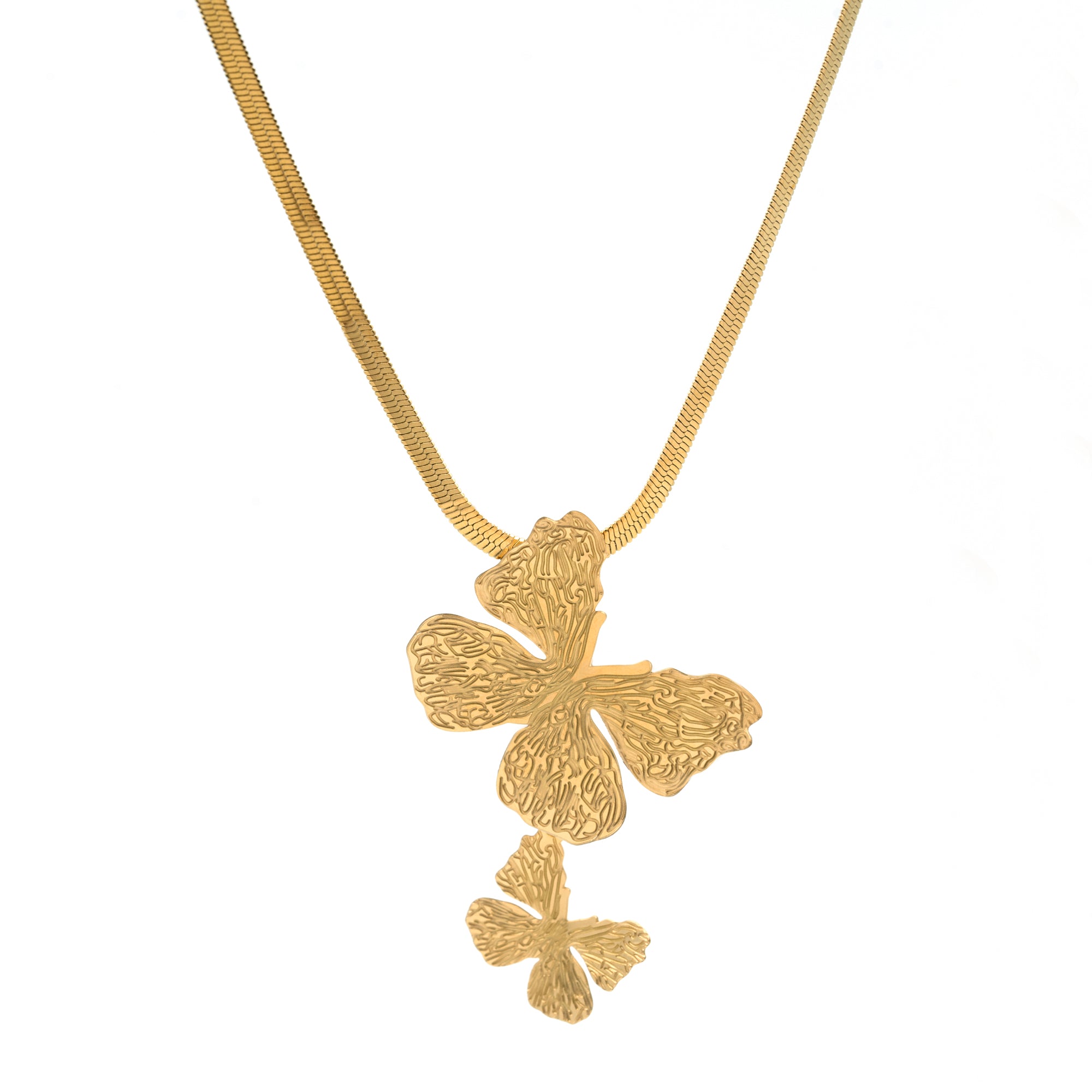 Artklim Golden Butterfly Duo Pendant Necklace
