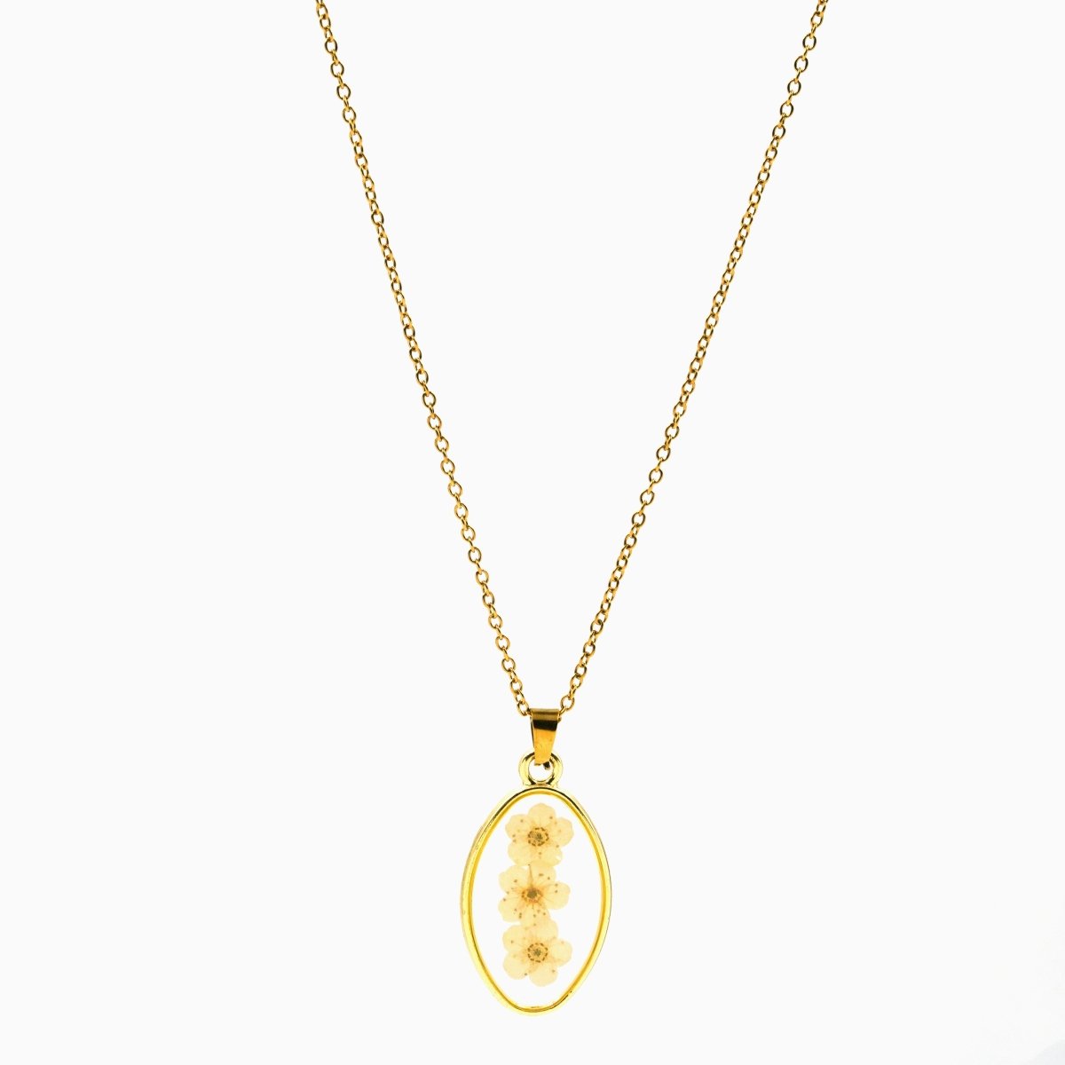 Artklim Gold Plated Oval Shaped Floral Pendant Necklace