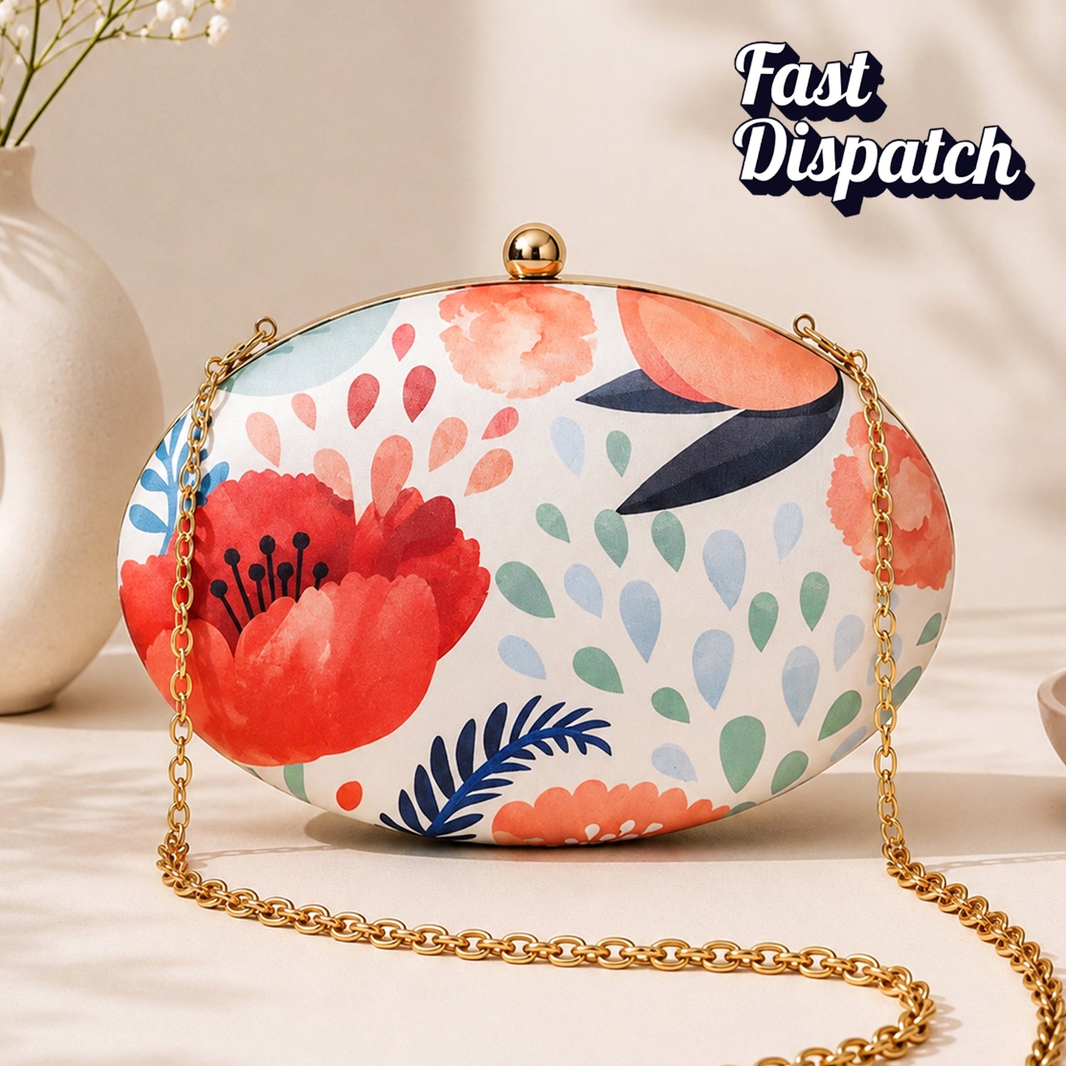 Artklim Elegant Colorful Floral Printed Clutch