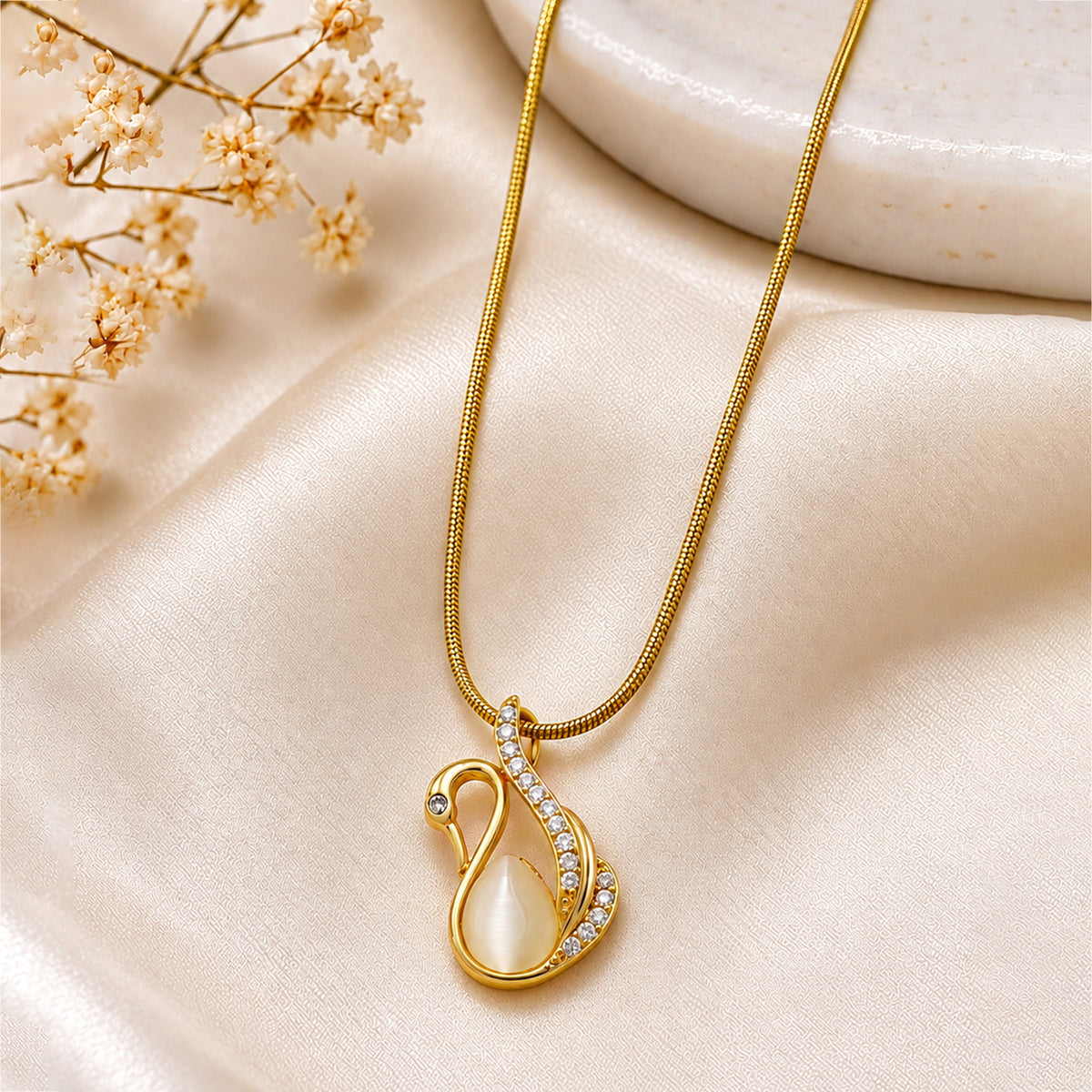 Artklim Elegant Swan Crystal Cut Anti-Tarnish Pendant Necklace