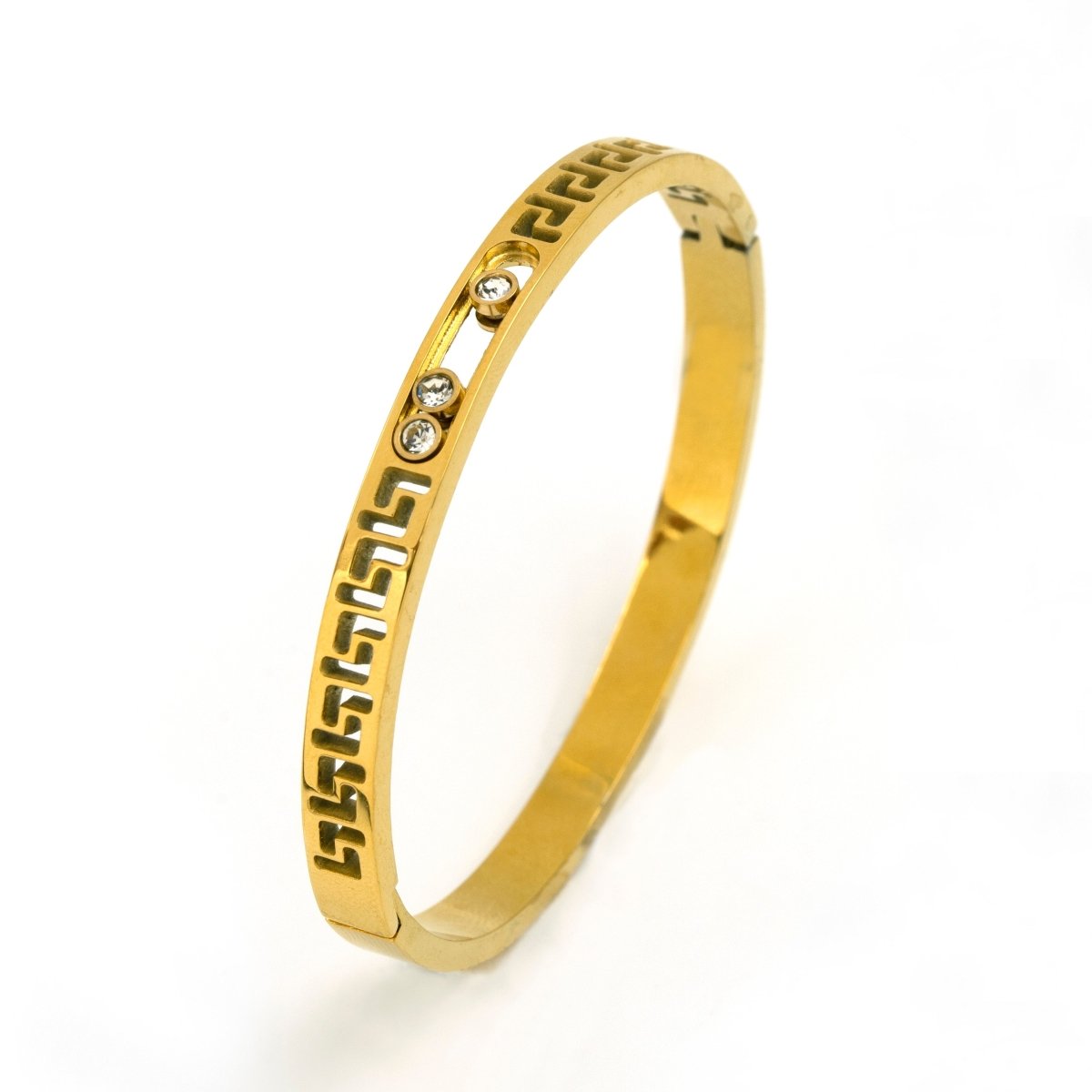 Artklim Gold Plated Greek Key Bangle Bracelet