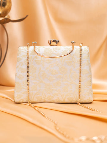 Artklim Elegant Golden Embossed Brocade Clutch