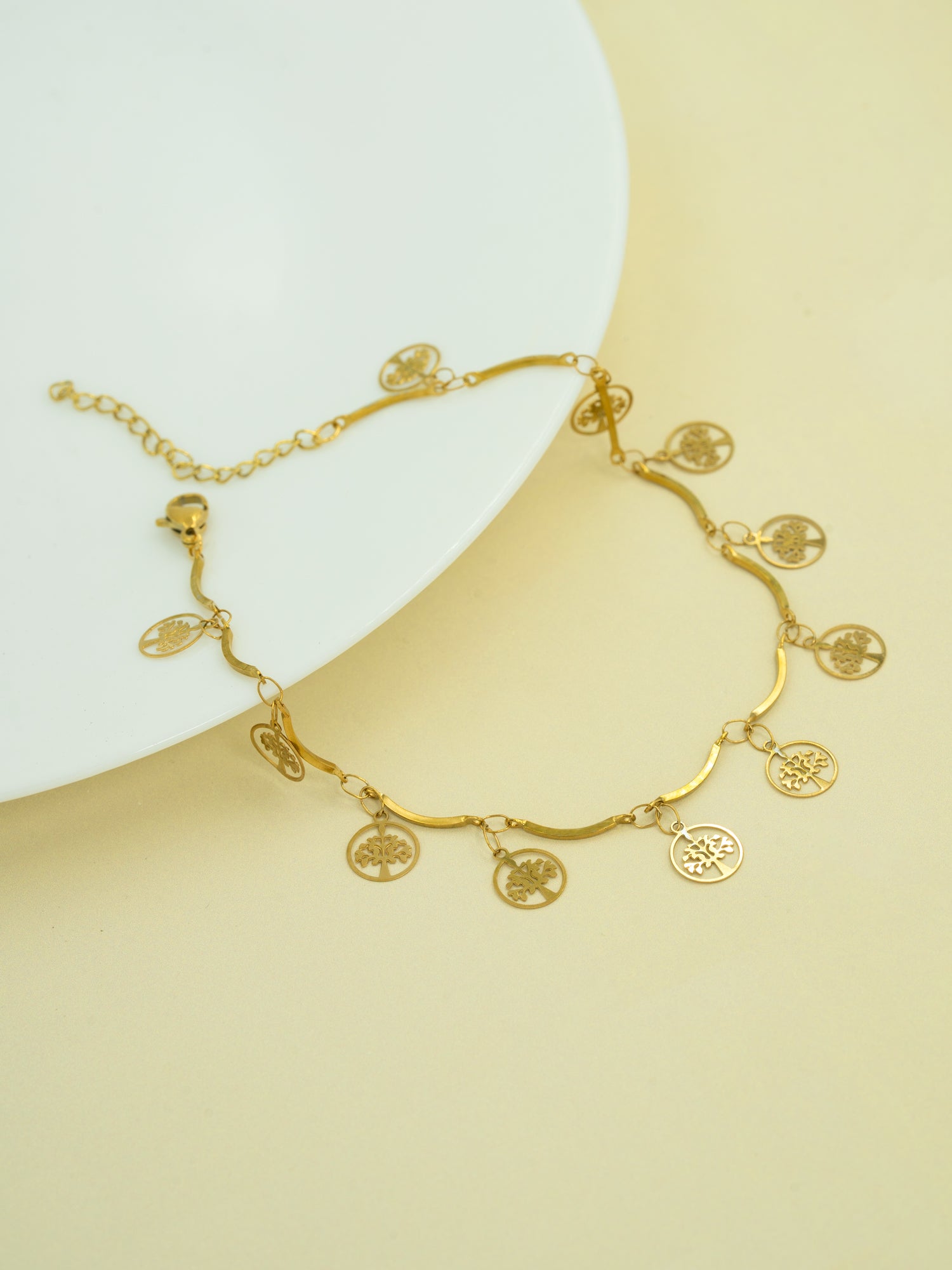 Artklim Gold Plated Mini Evil Eye Beaded Anti Tarnish Anklet