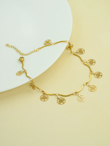 Artklim Gold Plated Mini Evil Eye Beaded Anti Tarnish Anklet