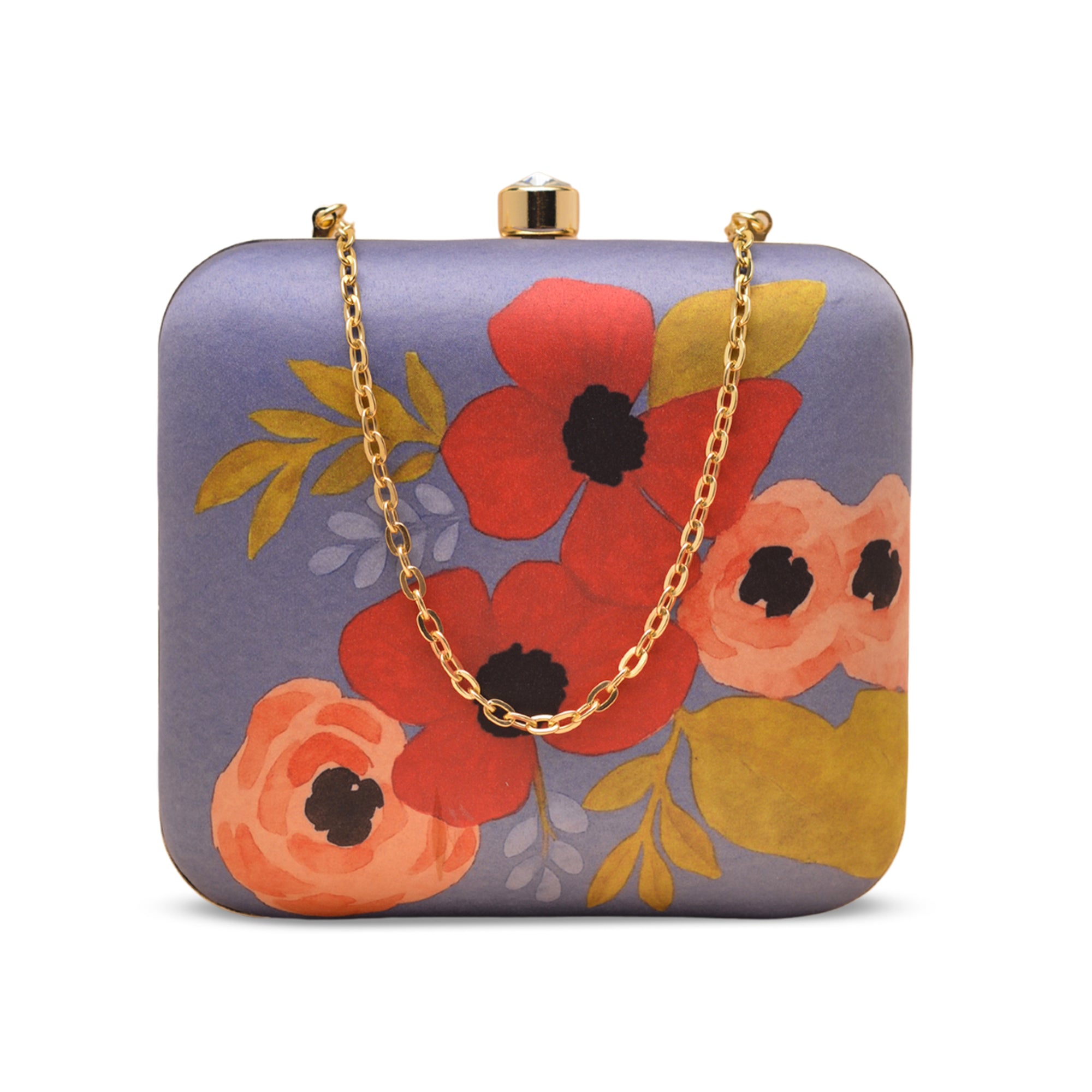 Artklim Lavender with Red Printed Clutch
