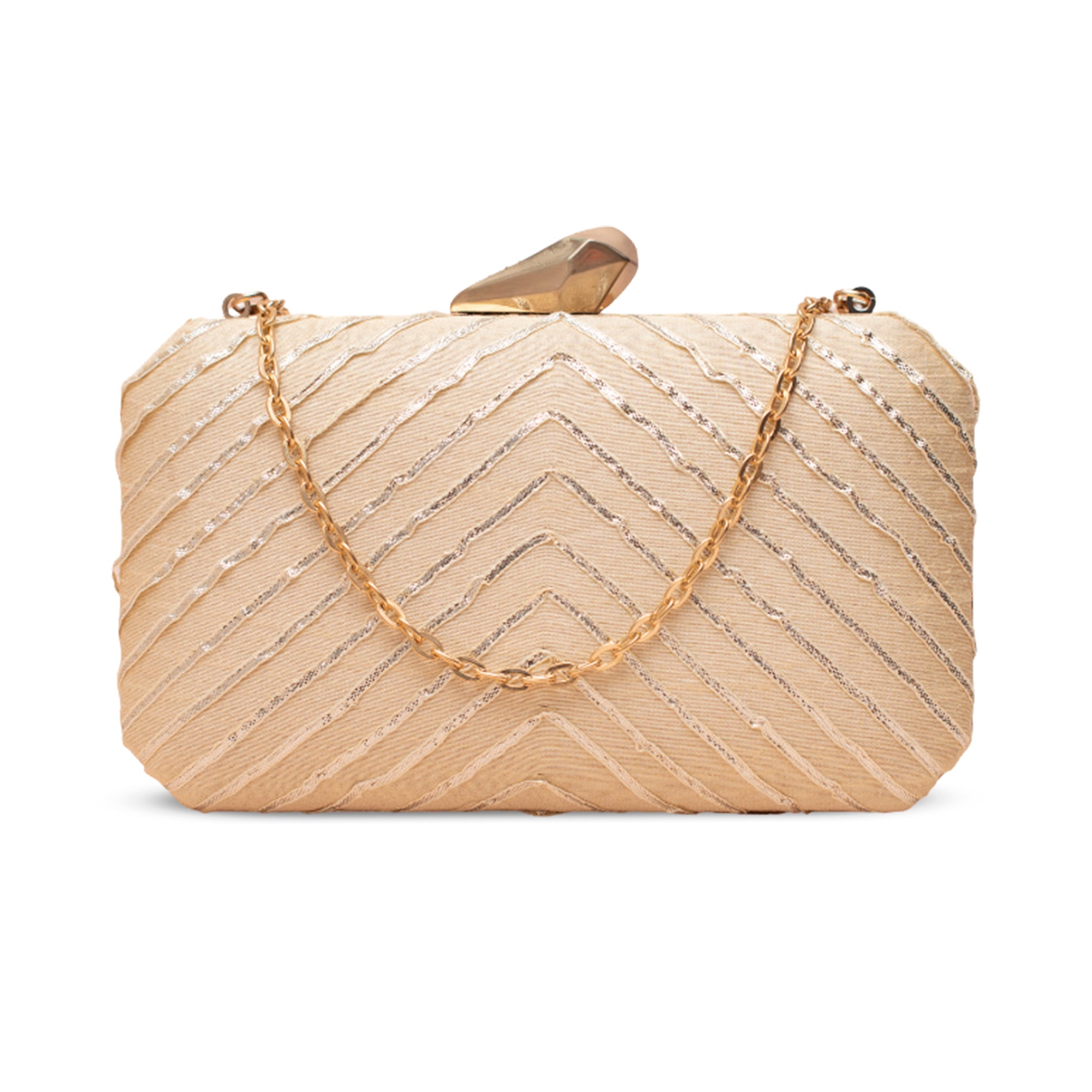 Artklim Gota Patti Golden Chevron Luxe Clutch