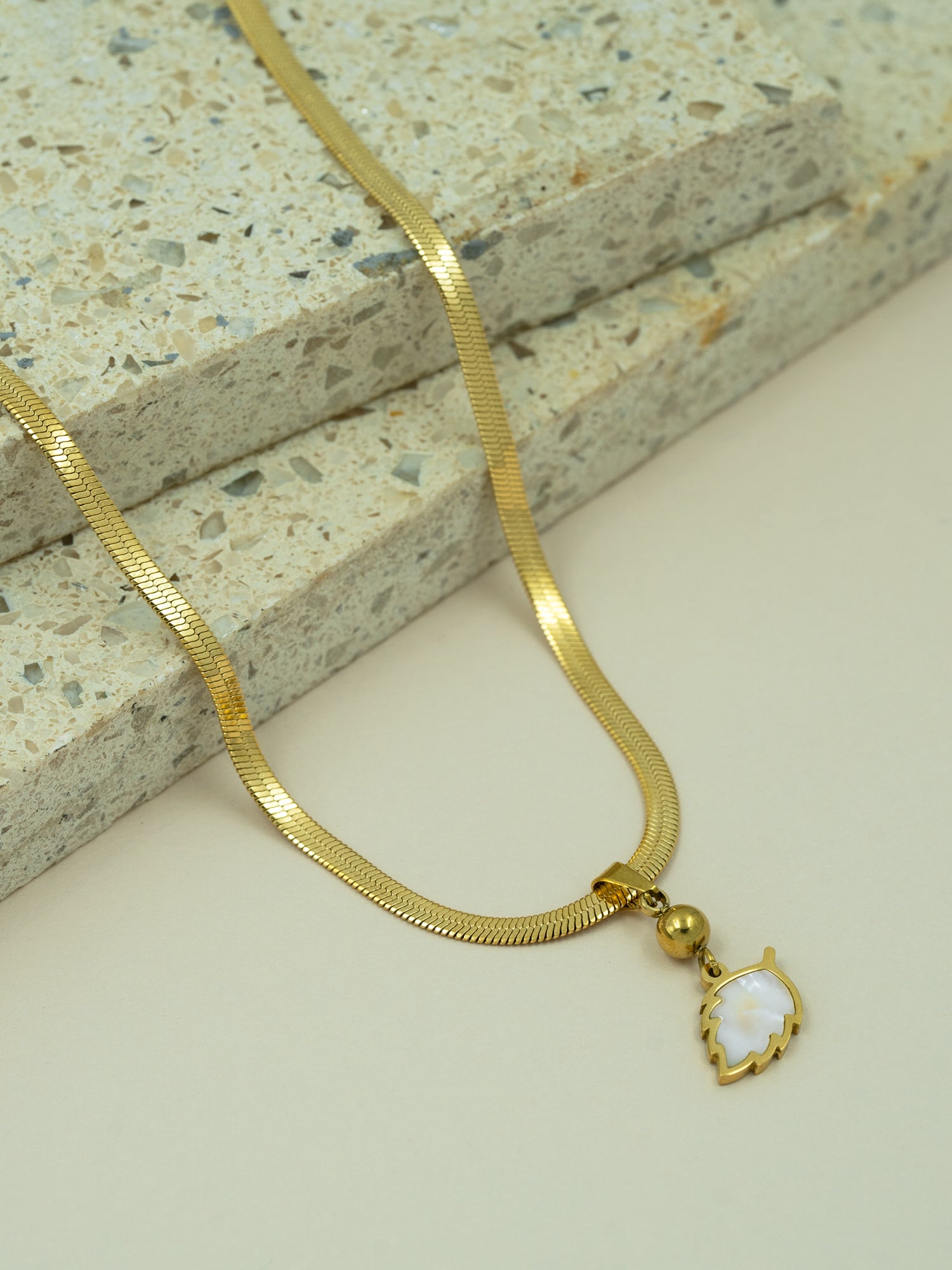 Arklim Leaf Pearl Glow Anti Tarnish Pendant