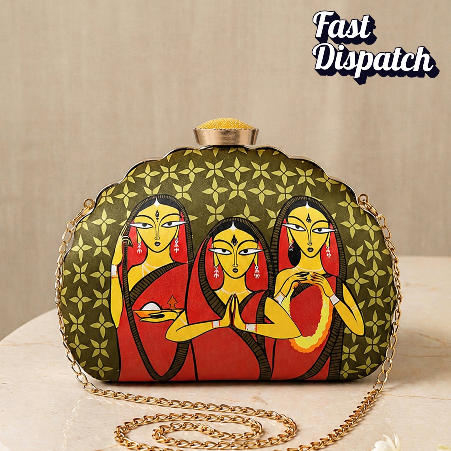 Artklim Traditional Indian Women Art Printed Clutch