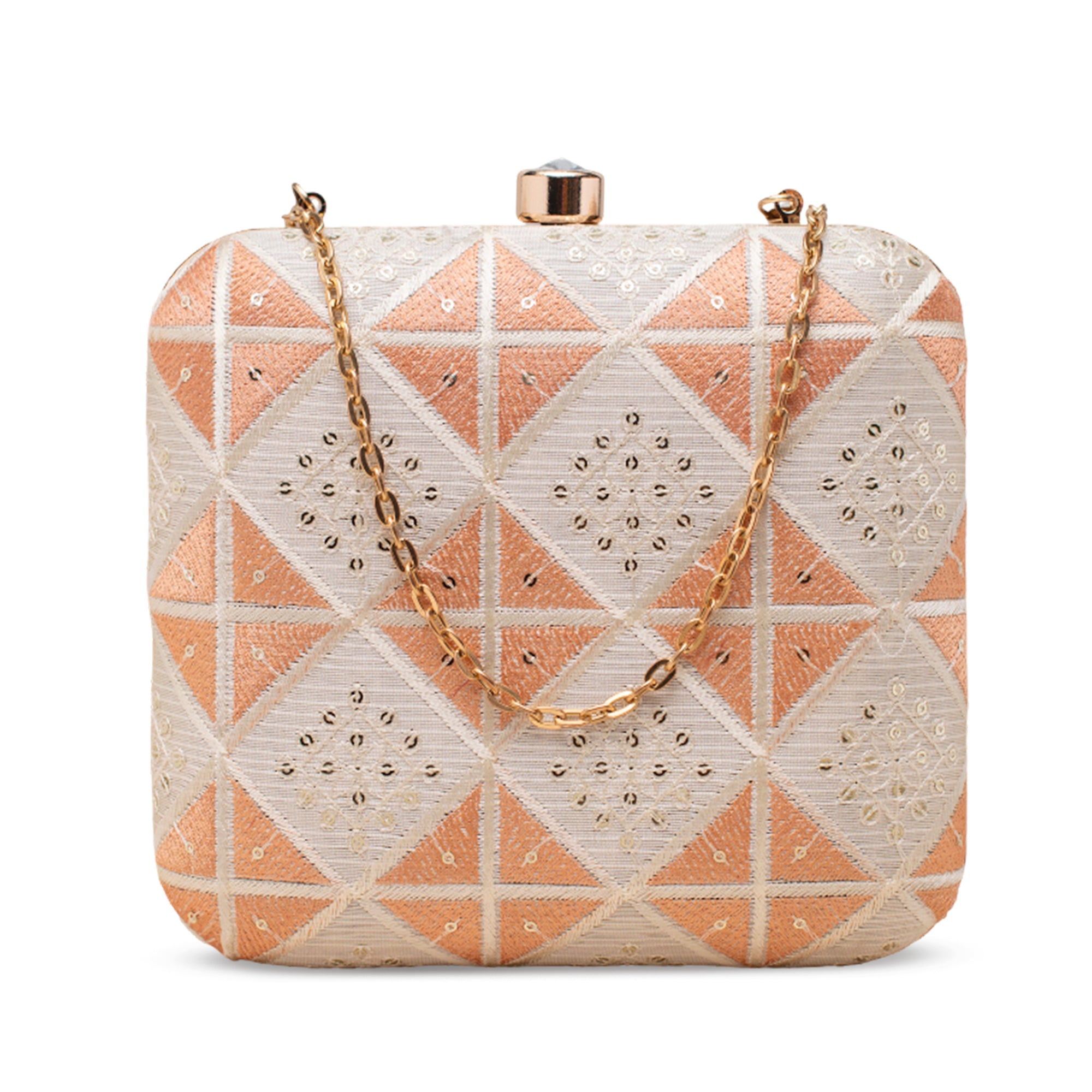 Artklim Peach Prism Embroidered Clutch