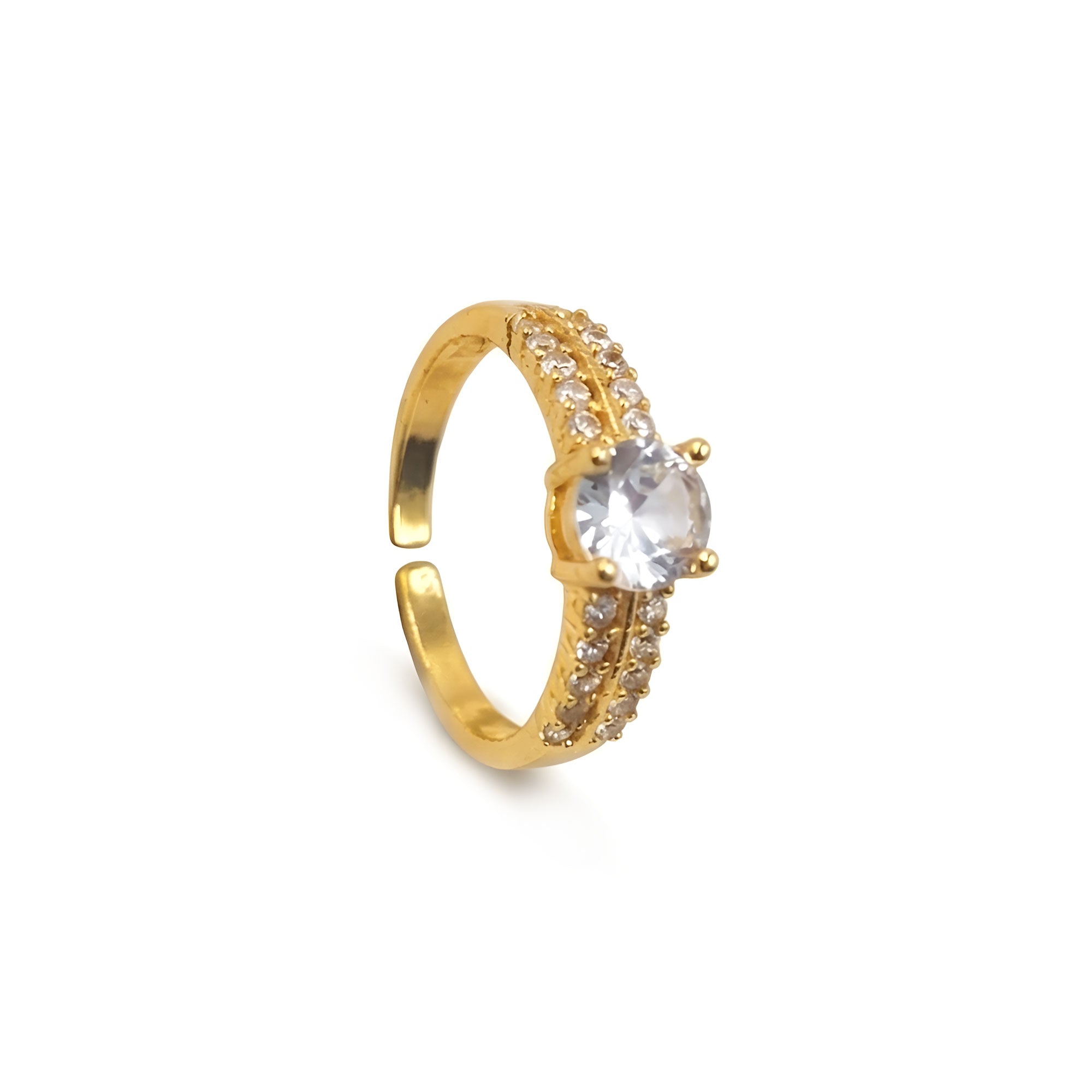 Artklim Gold-Plated Round Solitaire Design Anti-Tarnish Ring