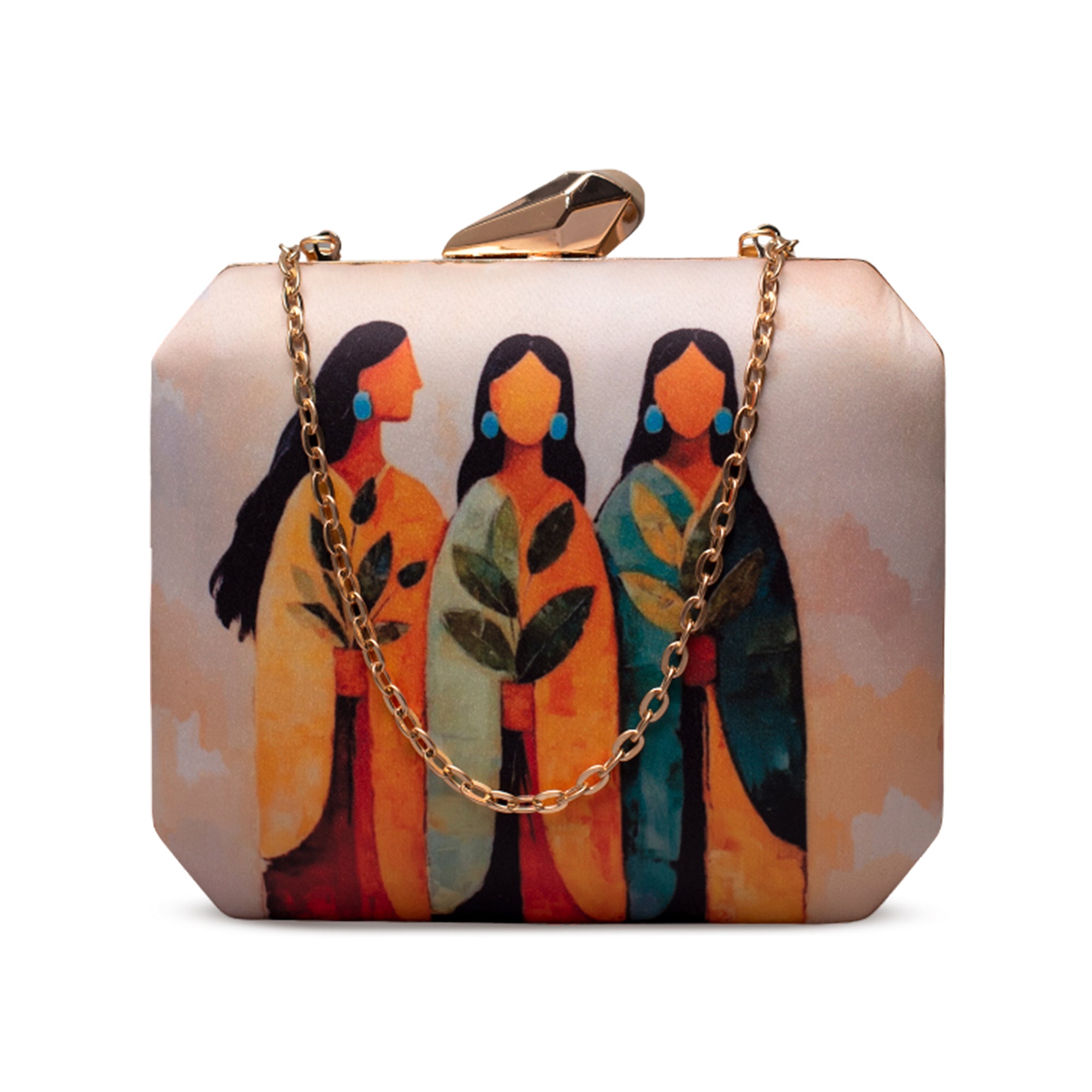 Artklim Three Women Abstract Printed Clutch