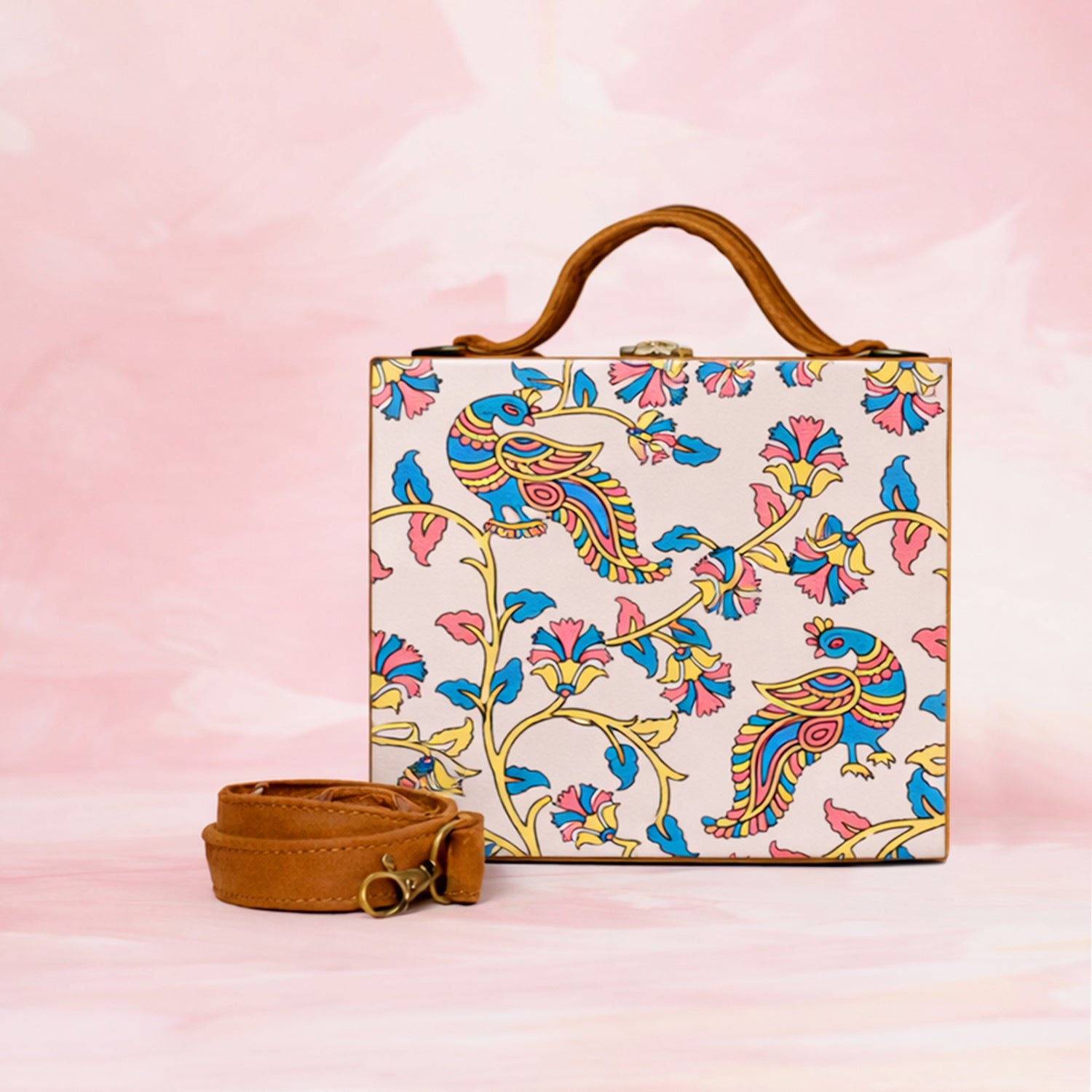 Colorful Peacock Printed Suitcase Style