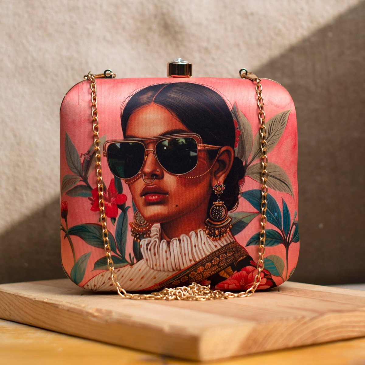 Elegant Brown Woman Portrait Clutch