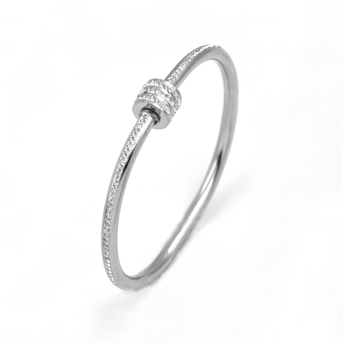 Artklim Silver Plated Elegant Studded Bangle Bracelet