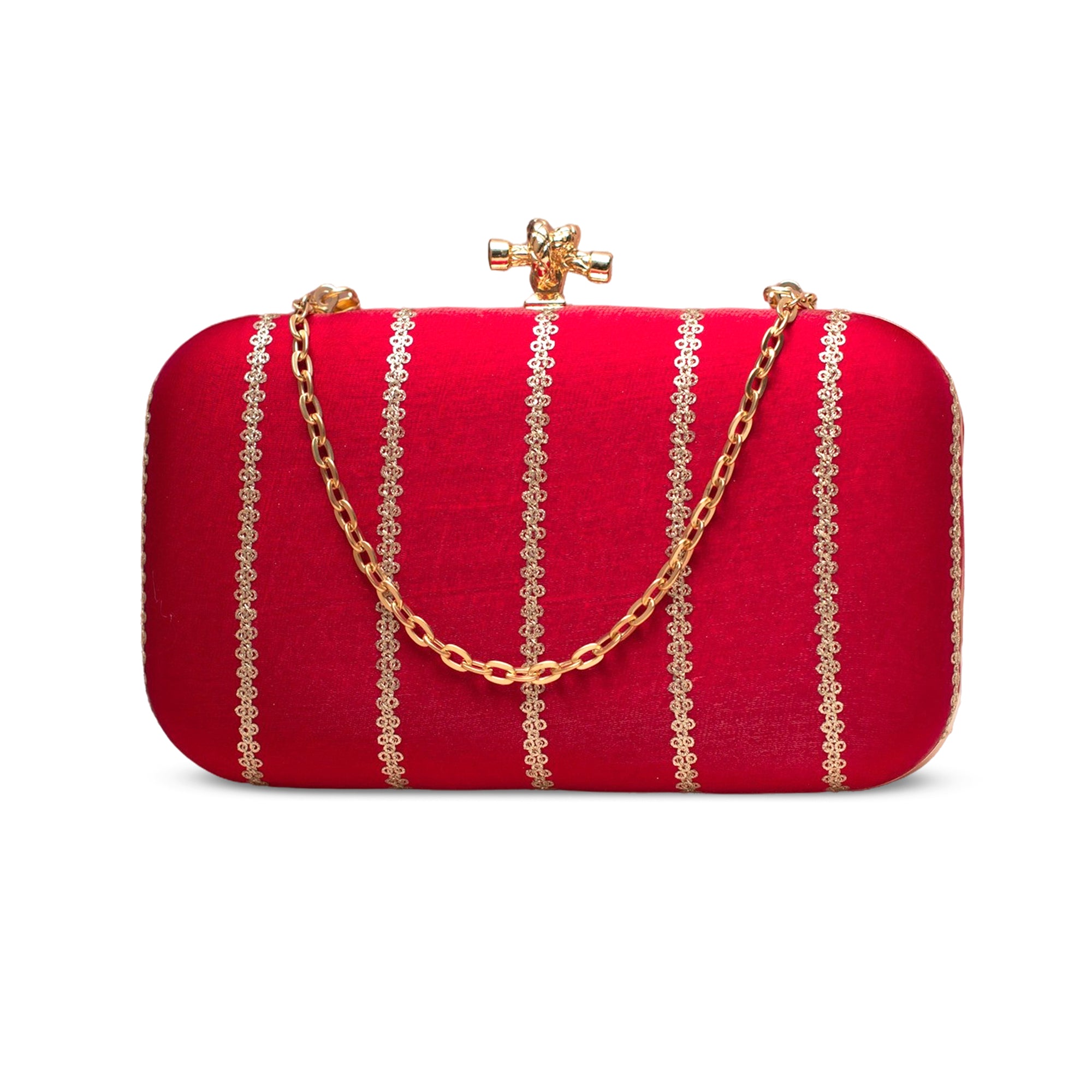Artklim Vivid Pink Gold-Detail Embroidered Clutch