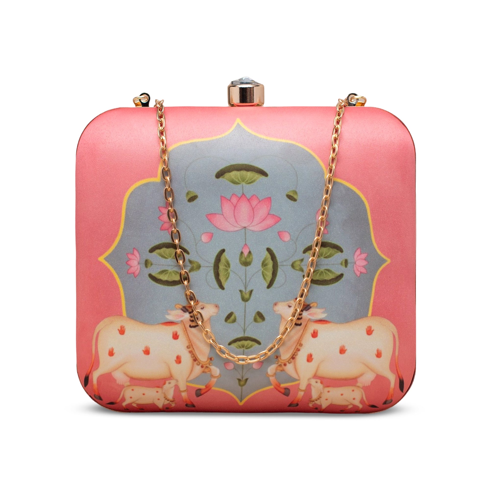 Artklim Sacred Cow Lotus Harmony Pink Clutch