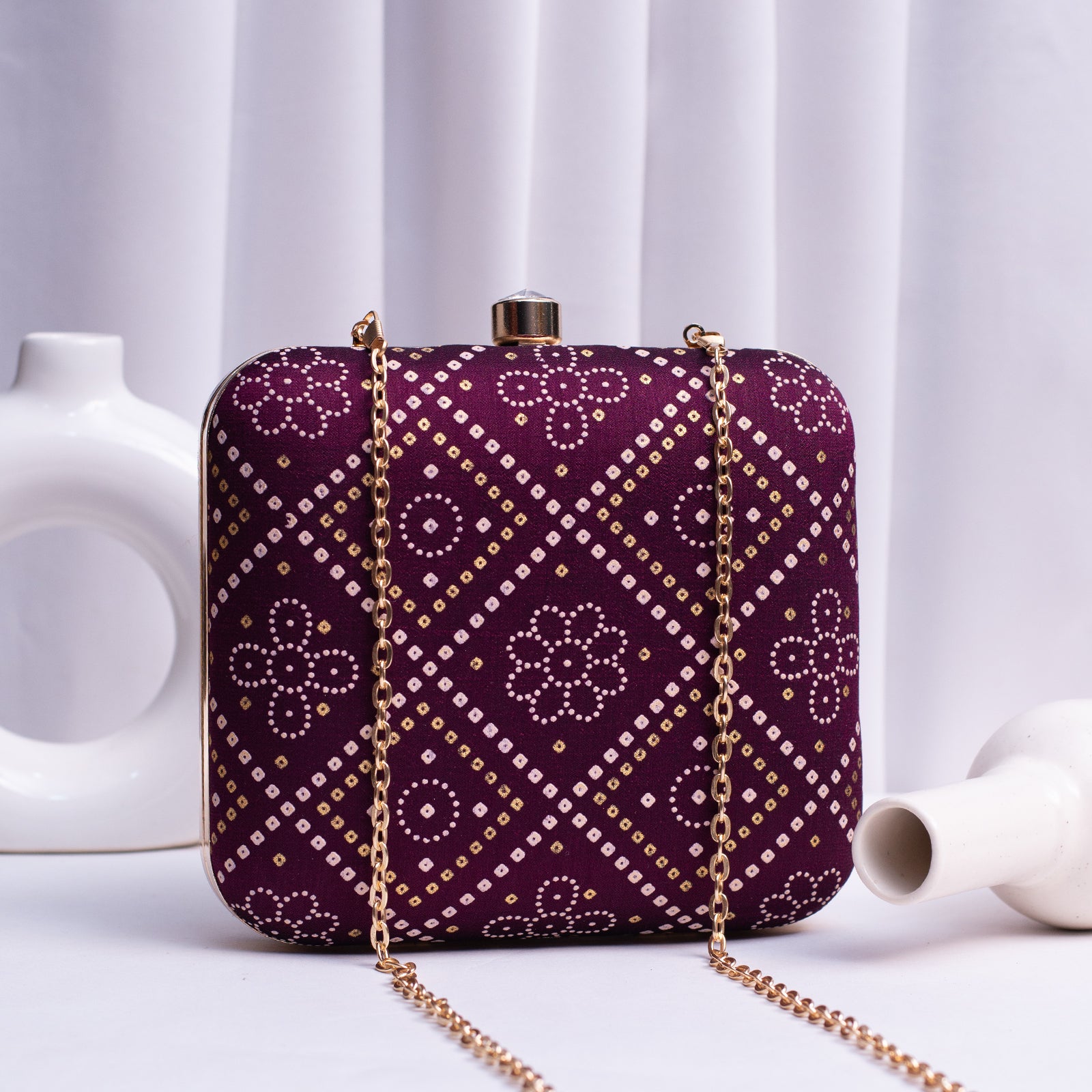 Artklim Purple Based Pattern Printed Clutch