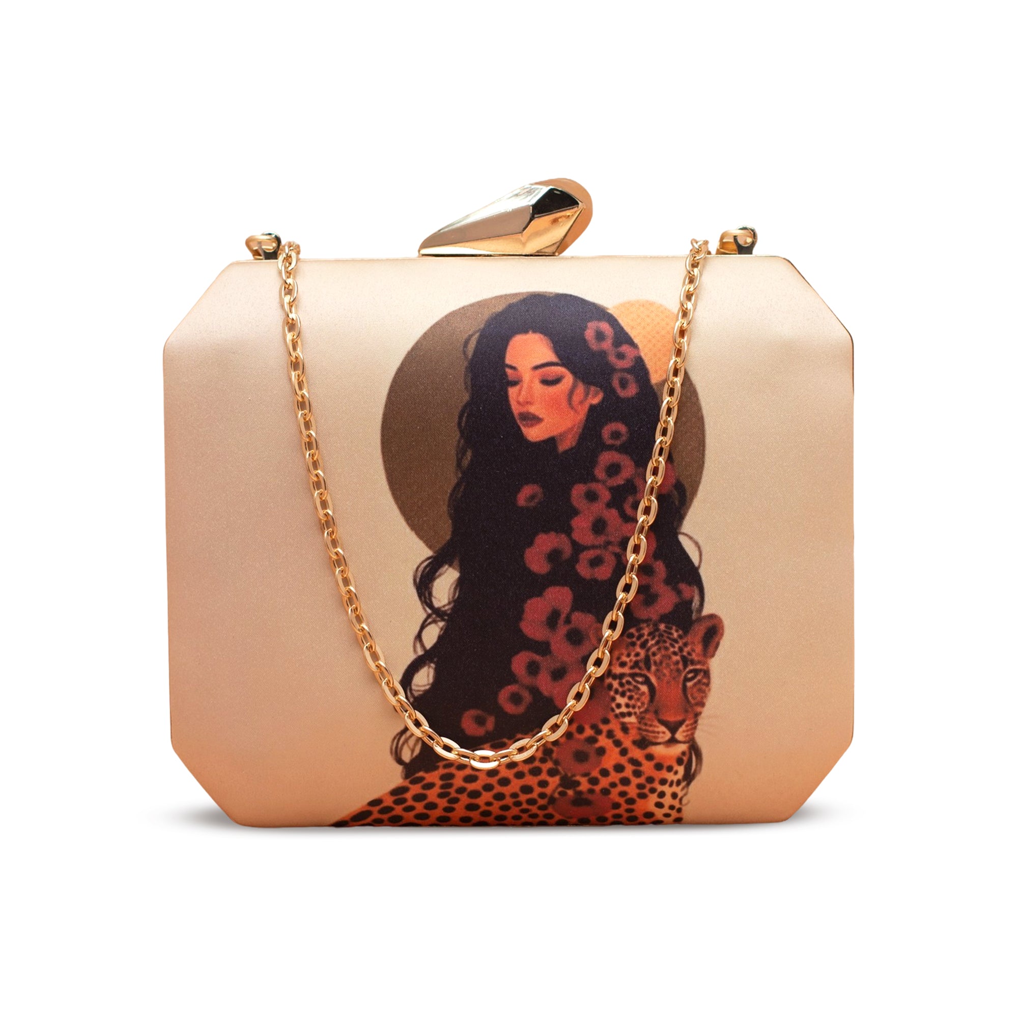 Artklim Peach Glow Muse Printed Clutch