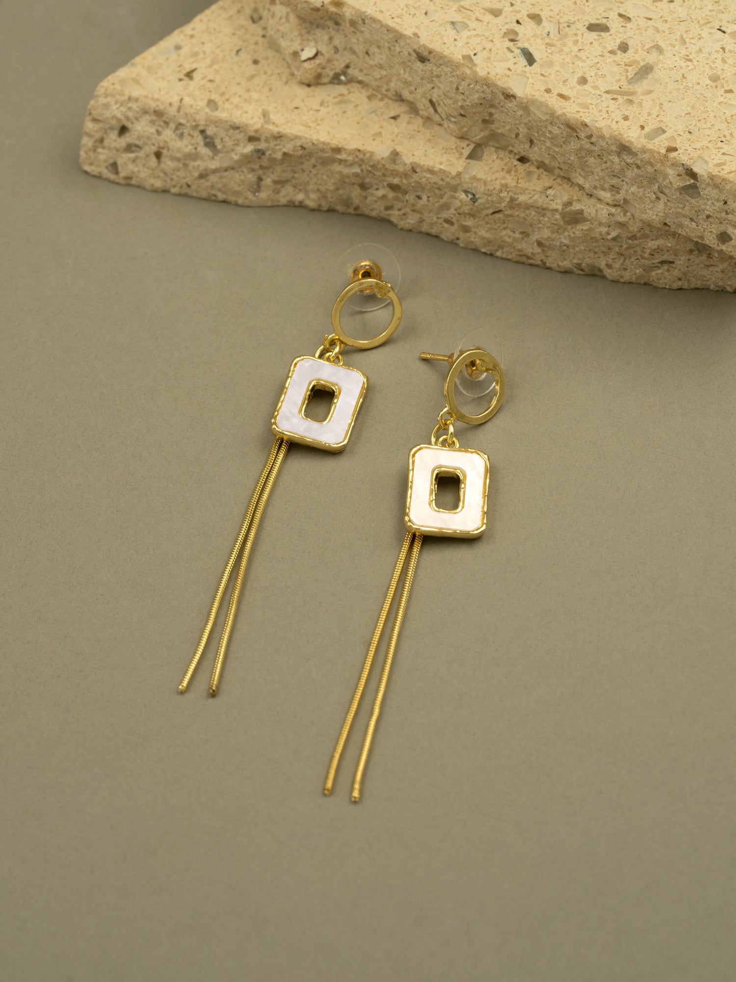 Artklim Rectangular Drop Anti Tarnish Earrings