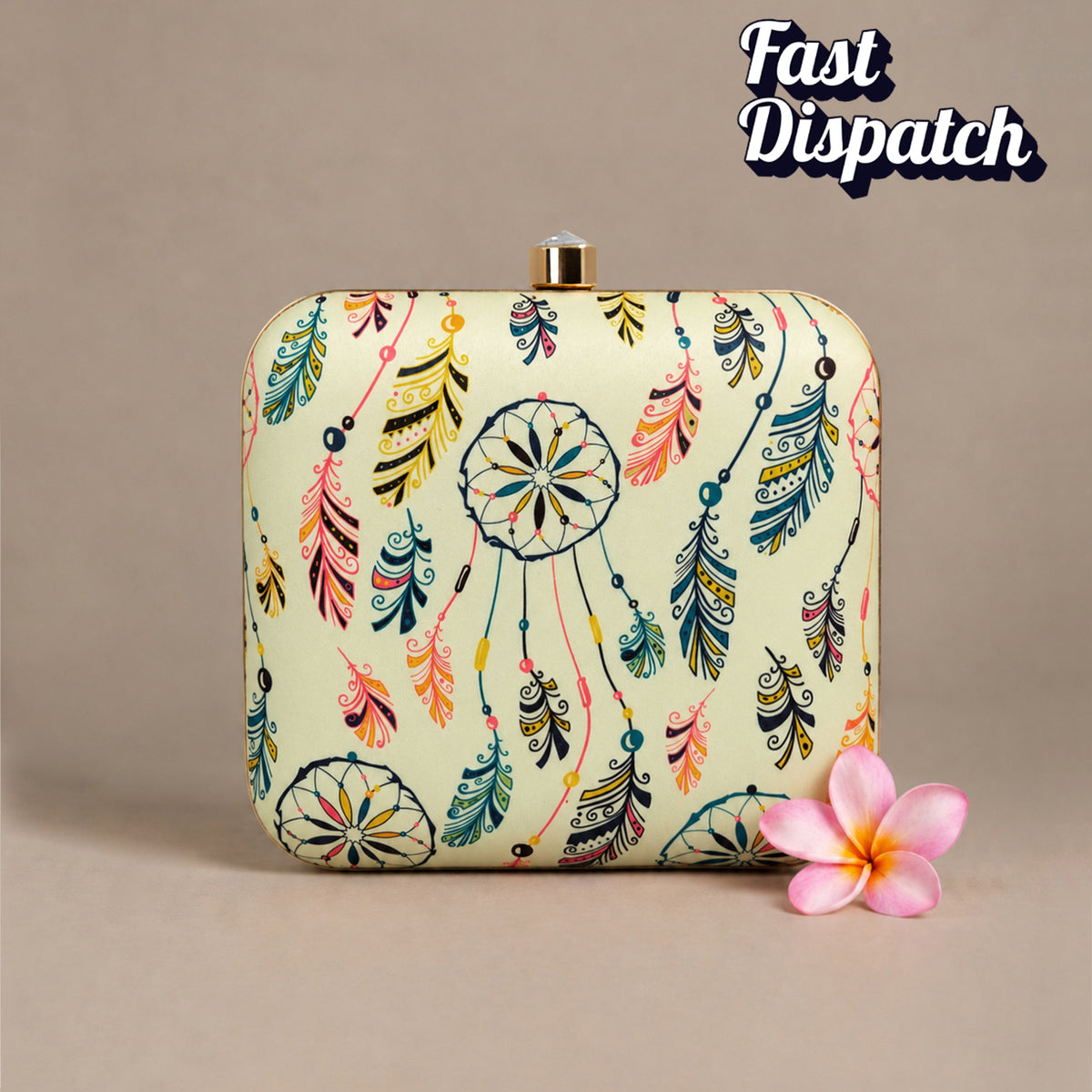 Artklim Colorful Dreamcatcher Feather Pattern Printed Clutch