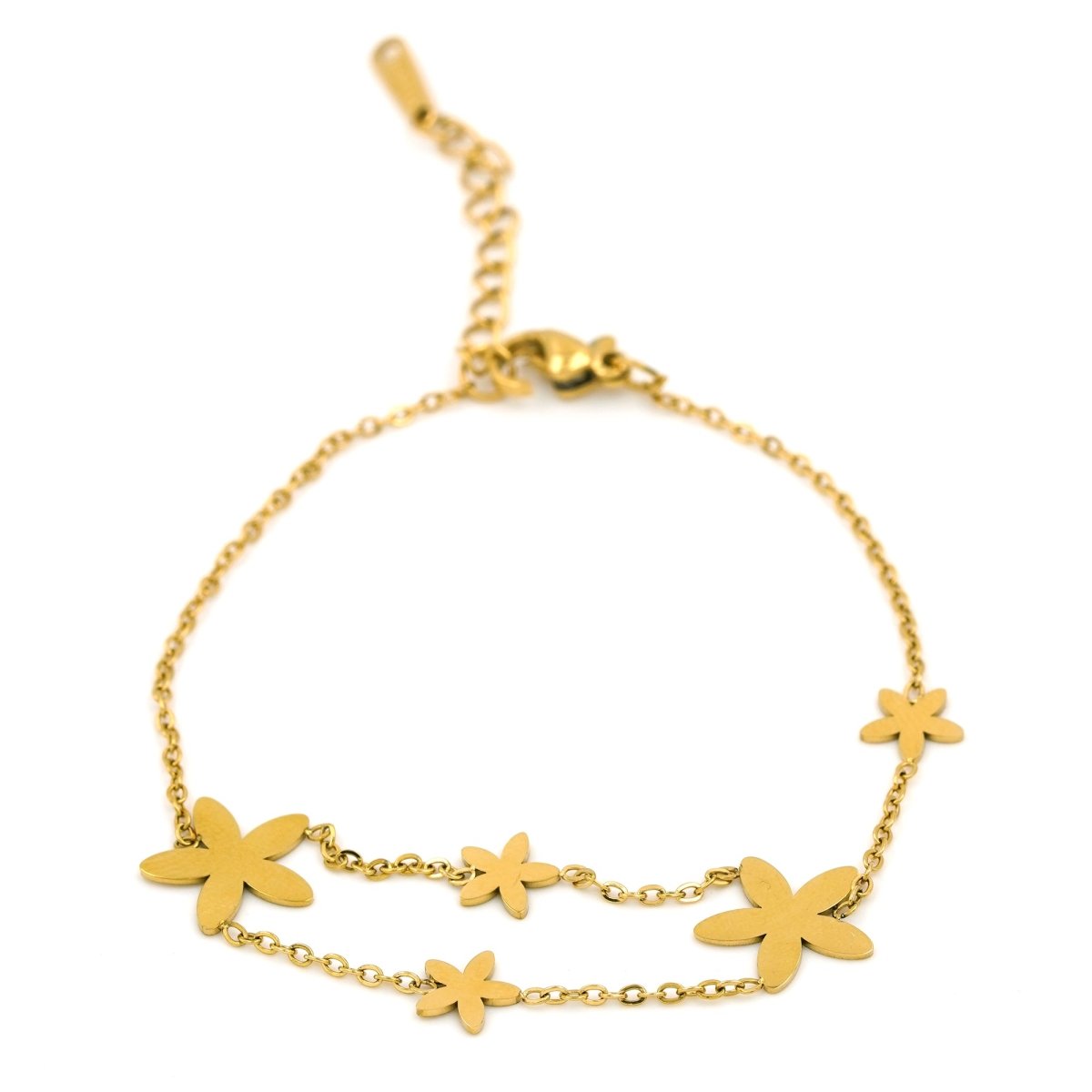 Artklim Gold Plated Floral Charms Bracelet
