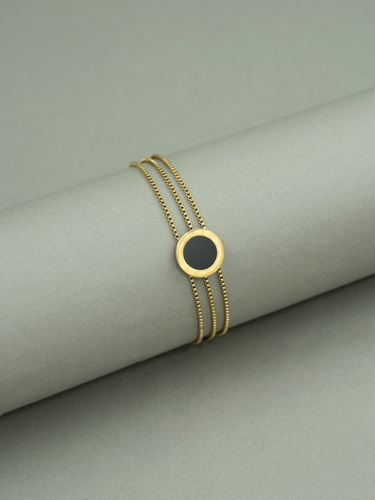 Artklim Gold Plated Anti Tarnish Black Clover Charm Bracelet