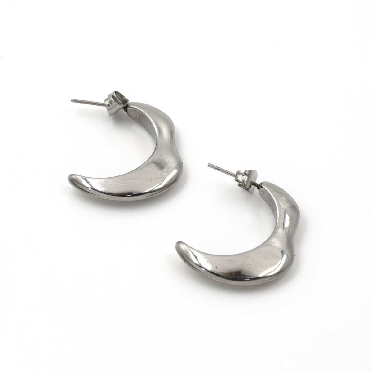 Artklim Silver Plated Crescent Moon Shaped Earrings