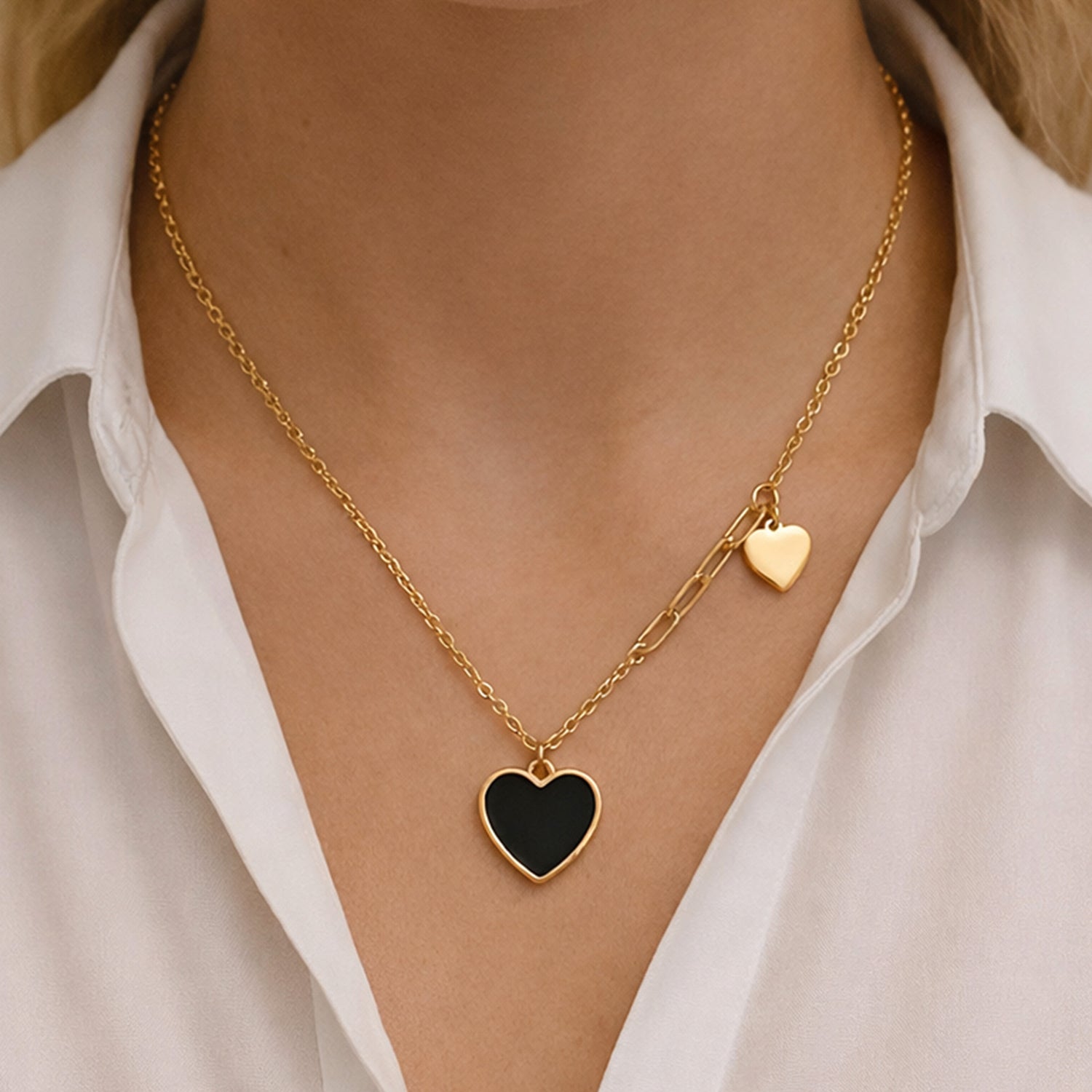 Artklim Gold-Plated Asymmetric Heart Anti-Tarnish Pendant Necklace