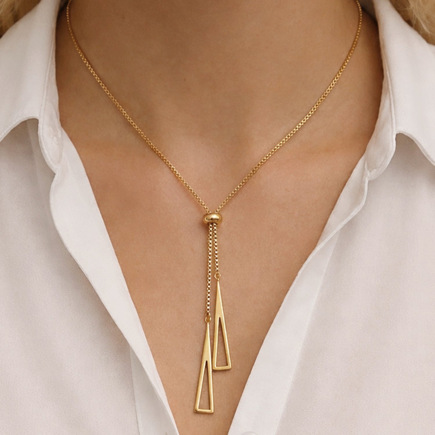 Artklim Gold-Plated Heart Slider Lariat Anti-Tarnish Pendant Necklace