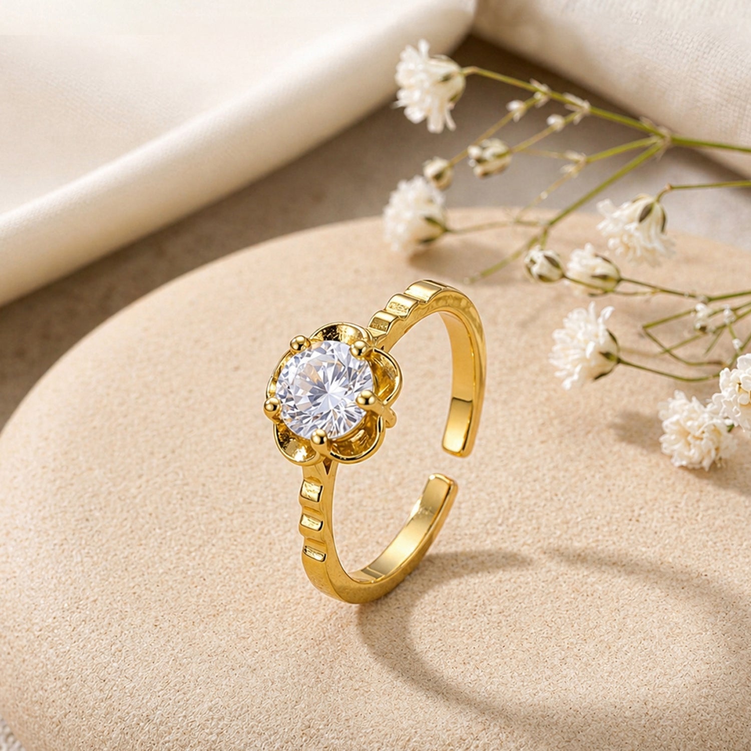 Artklim Golden Blossom Adjustable Anti-Tarnish Ring