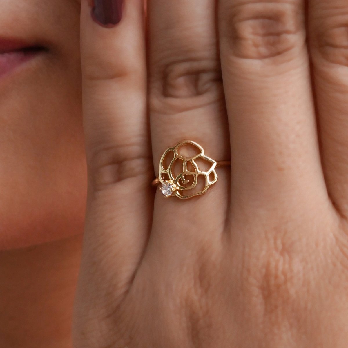 Artklim Gold Plated Rose Designer Adjustable Ring