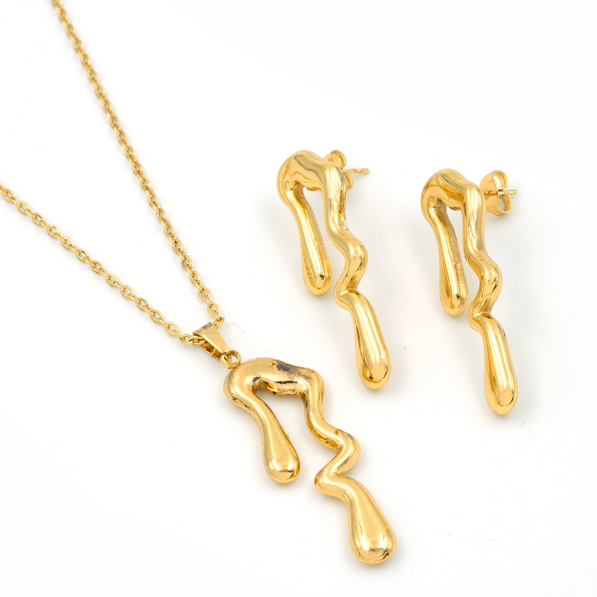 ARTKLIM Golden Bloom Pendant & Earring Set