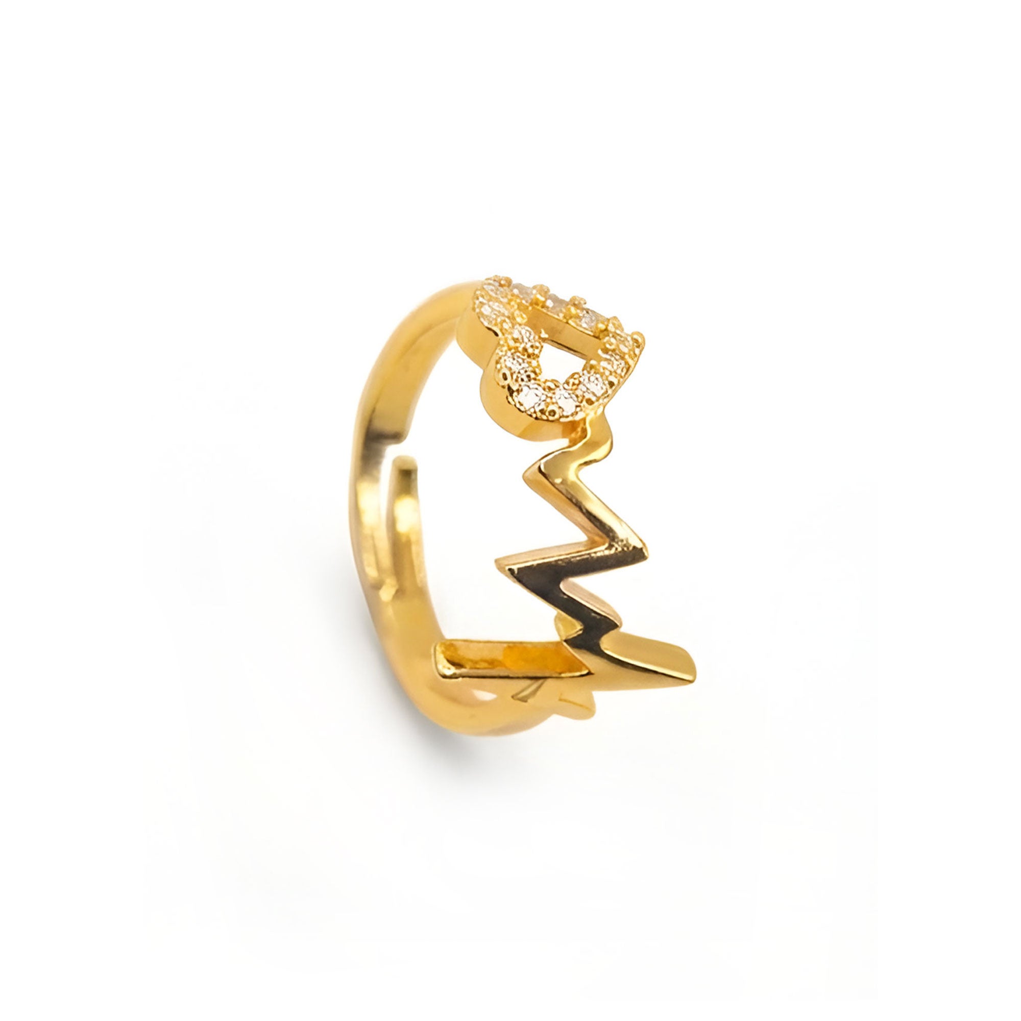 Artklim Gold-Plated Heart & Zigzag Design Anti-Tarnish Ring