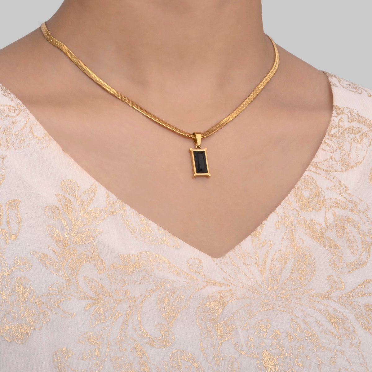 Artklim Gold Plated Black Cube Pendant Necklace