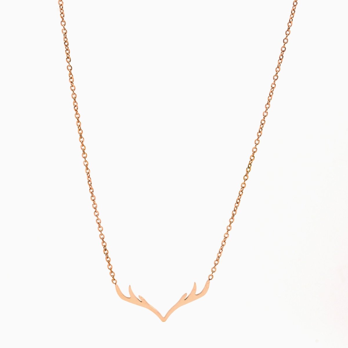 Artklim Rose Gold Minimal Antlers Pendant Necklace