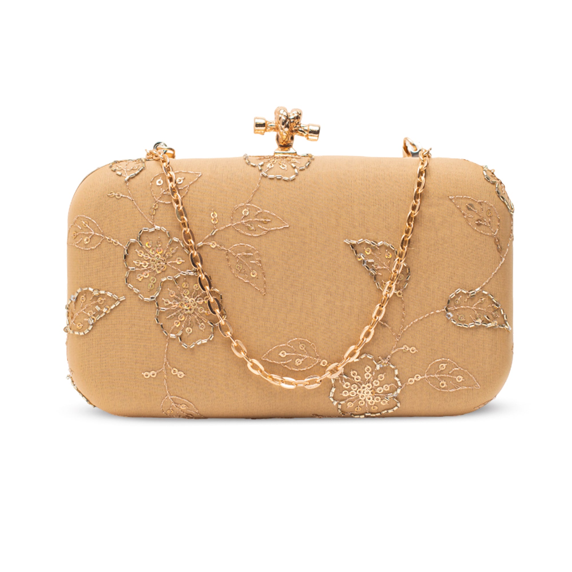 Artklim Royal Golden Nude Blossom Clutch