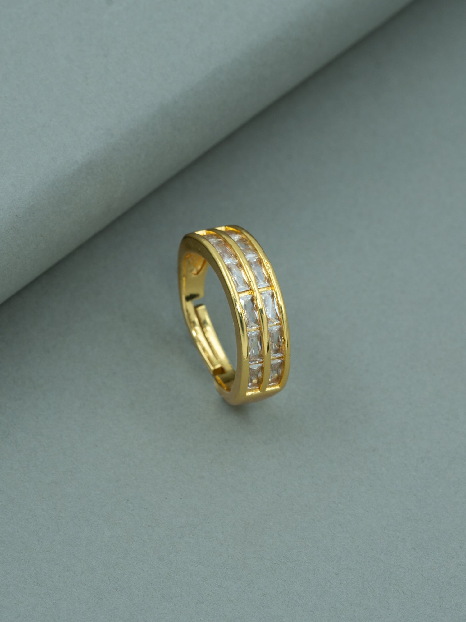 Artklim Gold-Plated Baguette Cut Anti-Tarnish Ring