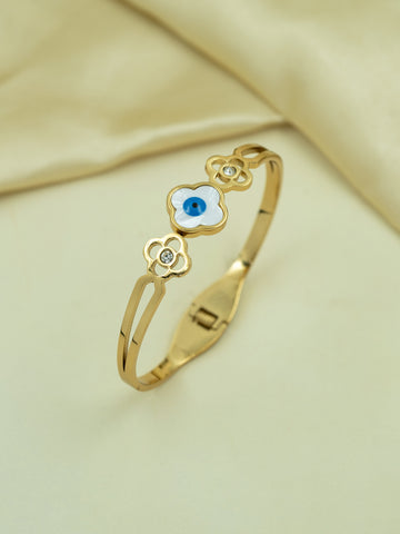 Artklim Gold Plated Anti Tarnish  Evil Eye Floral Bracelet
