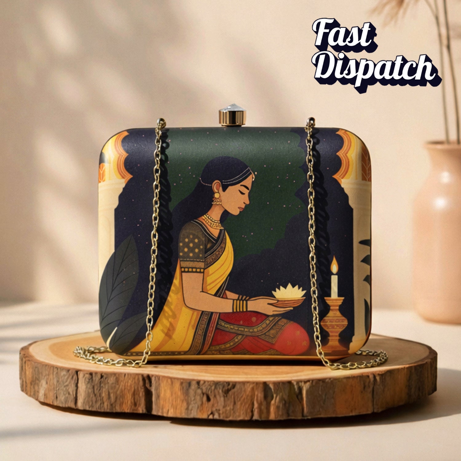 Artklim Traditional Mughal Motif Printed Clutch