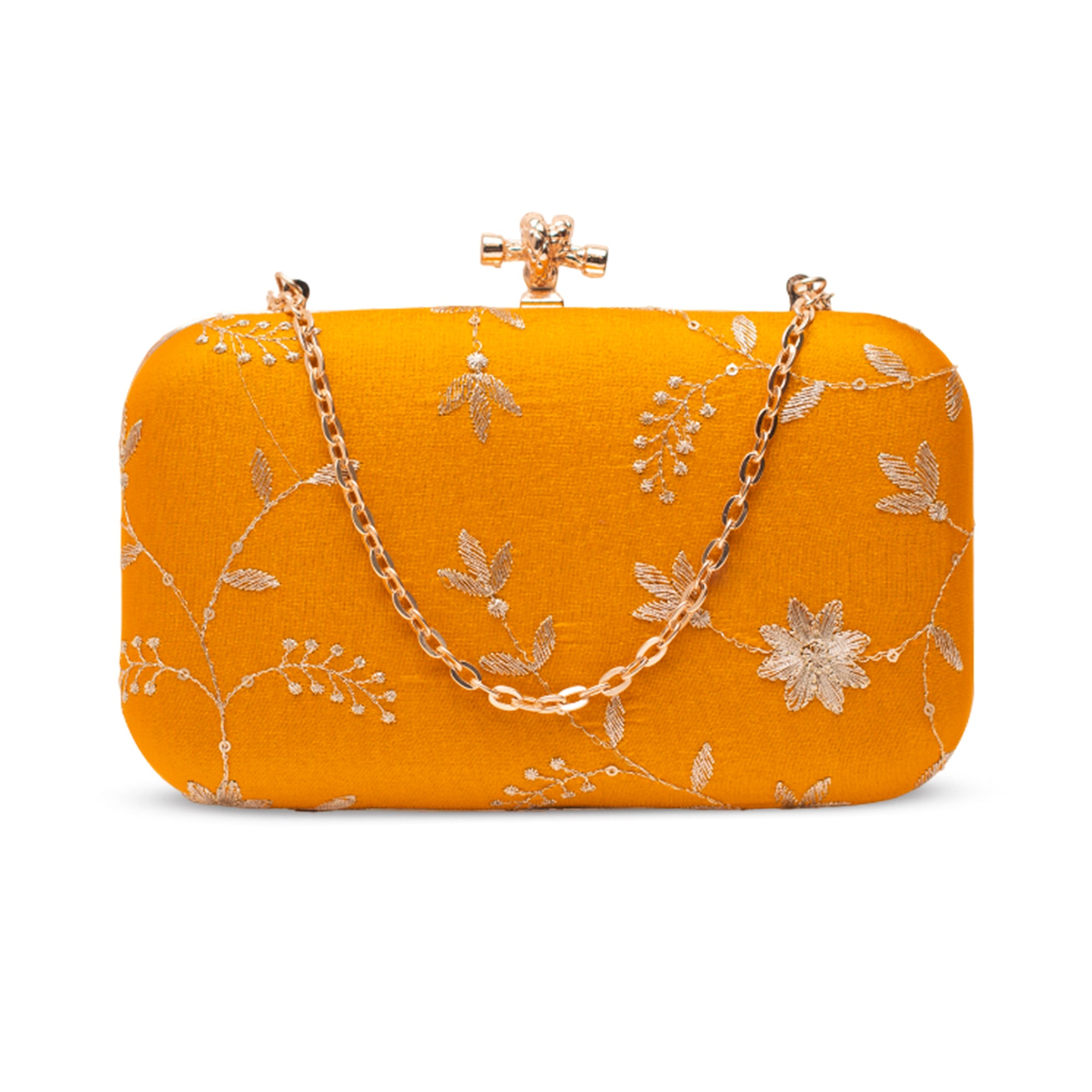 Artklim Royal Mustard Gold Blossom Clutch
