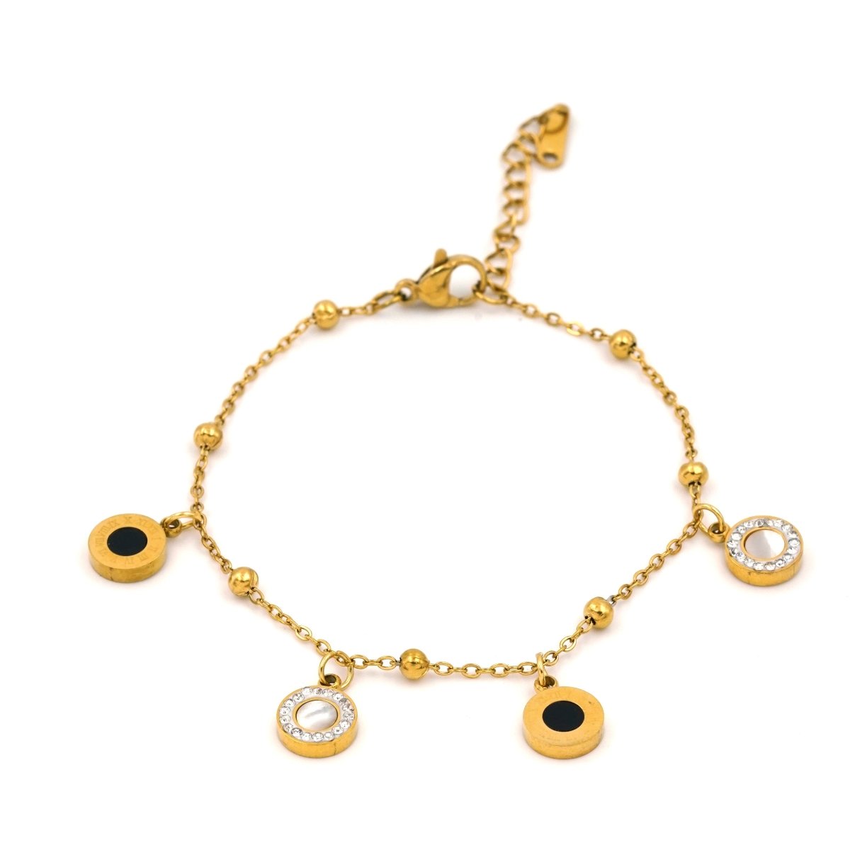 Artklim Round Roman Numerals Charms Bracelet