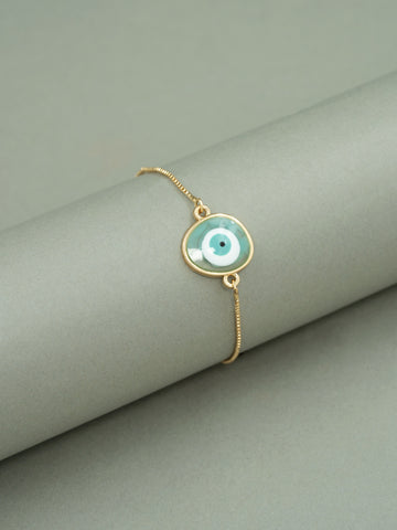 Artklim Gold Plated Anti Tarnish Aqua Aura Evil Eye Bracelet